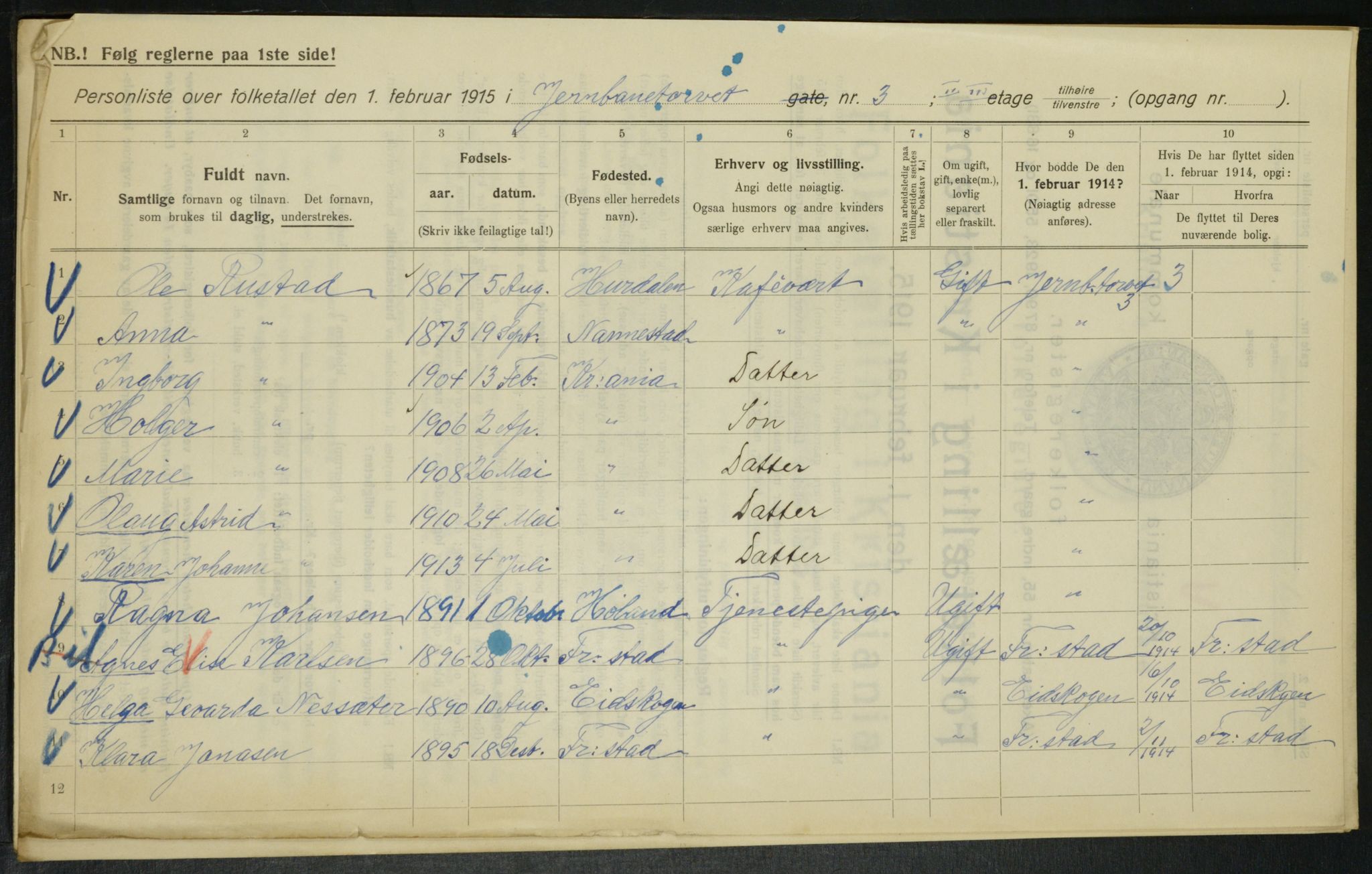 OBA, Municipal Census 1915 for Kristiania, 1915, p. 46470