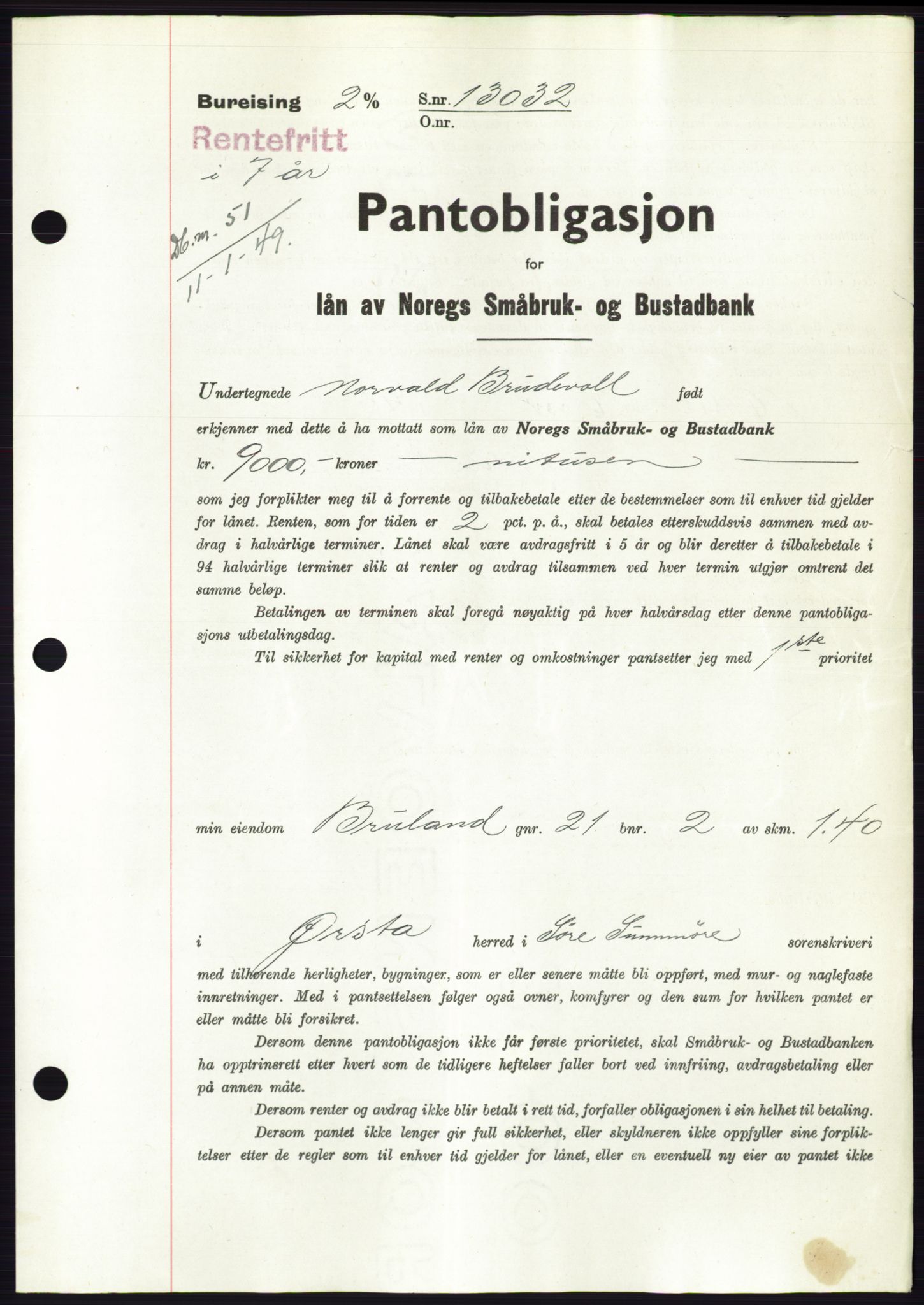 Søre Sunnmøre sorenskriveri, AV/SAT-A-4122/1/2/2C/L0116: Mortgage book no. 4B, 1948-1949, Diary no: : 51/1949