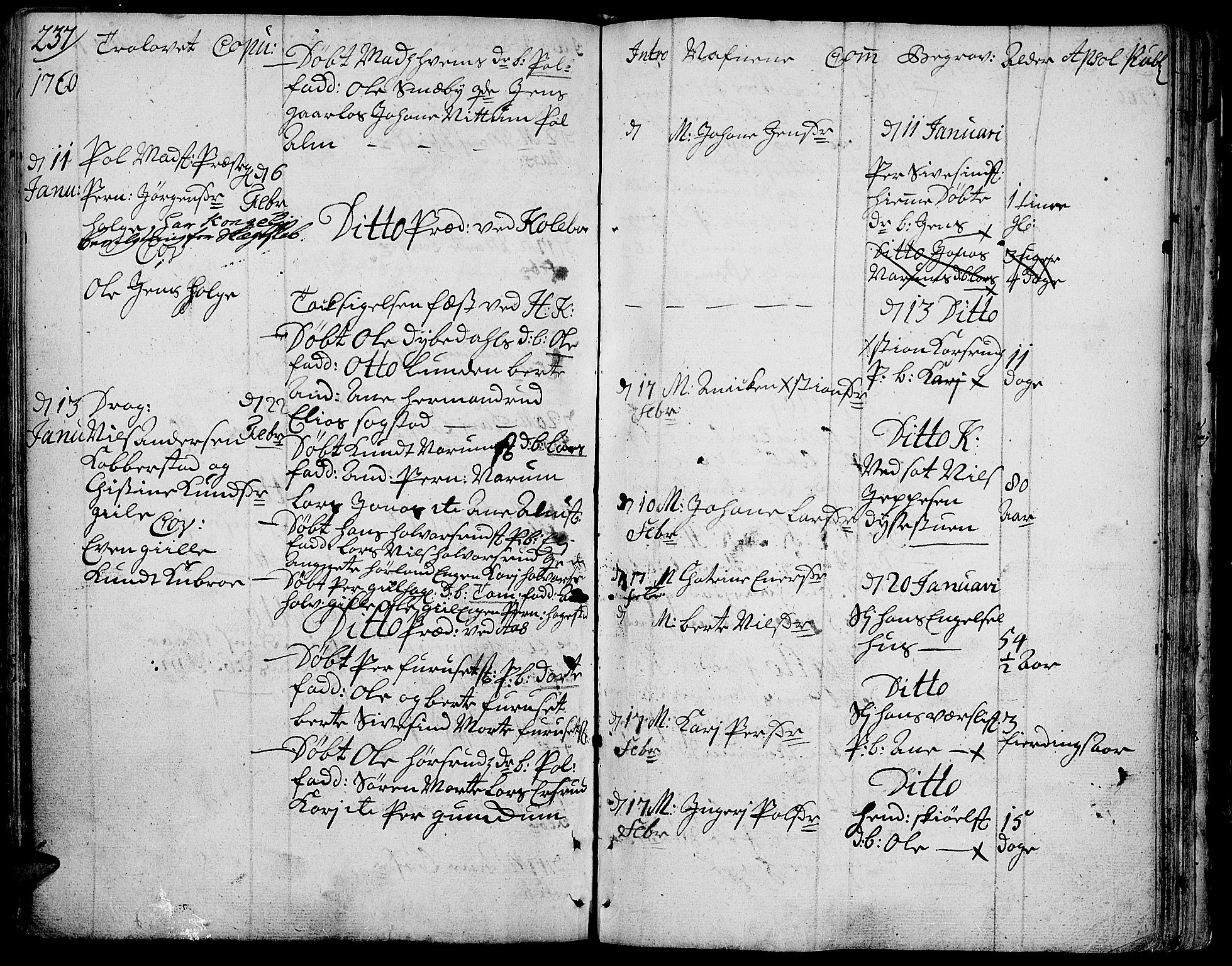 Toten prestekontor, SAH/PREST-102/H/Ha/Haa/L0004: Parish register (official) no. 4, 1751-1761, p. 237