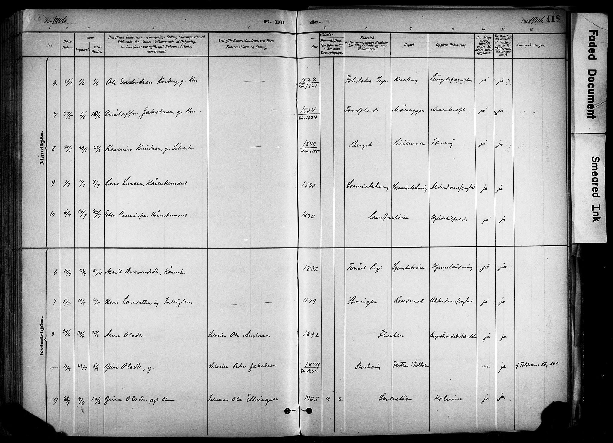 Alvdal prestekontor, AV/SAH-PREST-060/H/Ha/Haa/L0002: Parish register (official) no. 2, 1883-1906, p. 418