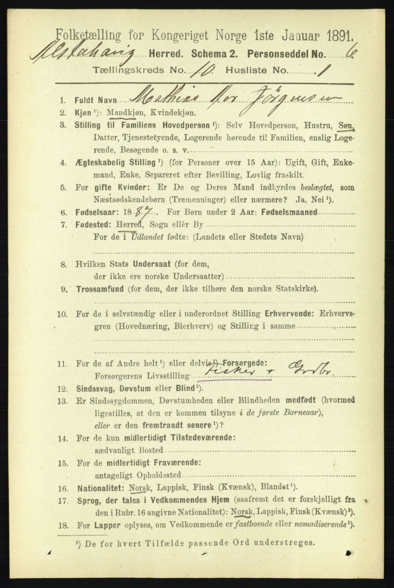 RA, 1891 census for 1820 Alstahaug, 1891, p. 3512