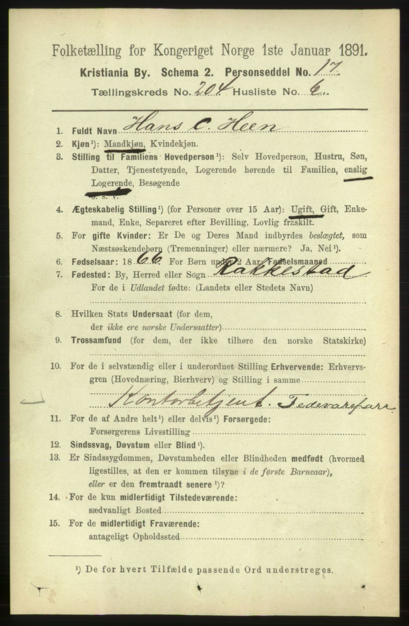 RA, 1891 census for 0301 Kristiania, 1891, p. 123310