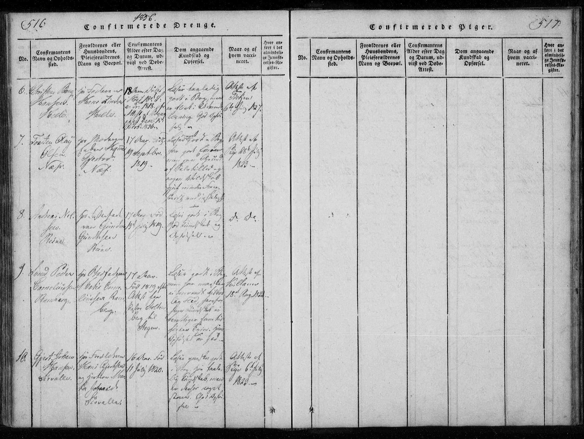 Ministerialprotokoller, klokkerbøker og fødselsregistre - Nordland, SAT/A-1459/885/L1201: Parish register (official) no. 885A02, 1820-1837, p. 516-517