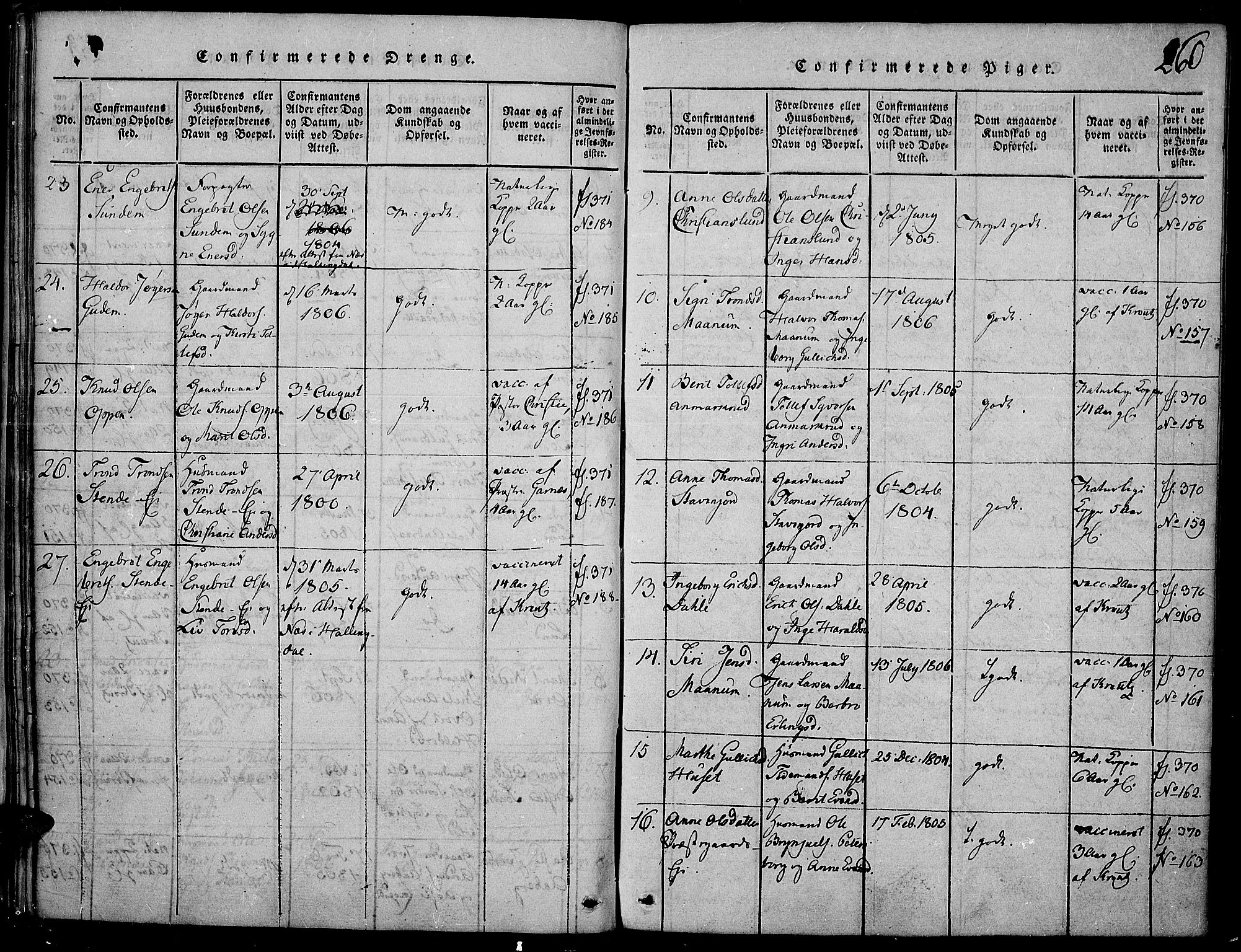 Nord-Aurdal prestekontor, SAH/PREST-132/H/Ha/Haa/L0002: Parish register (official) no. 2, 1816-1828, p. 260