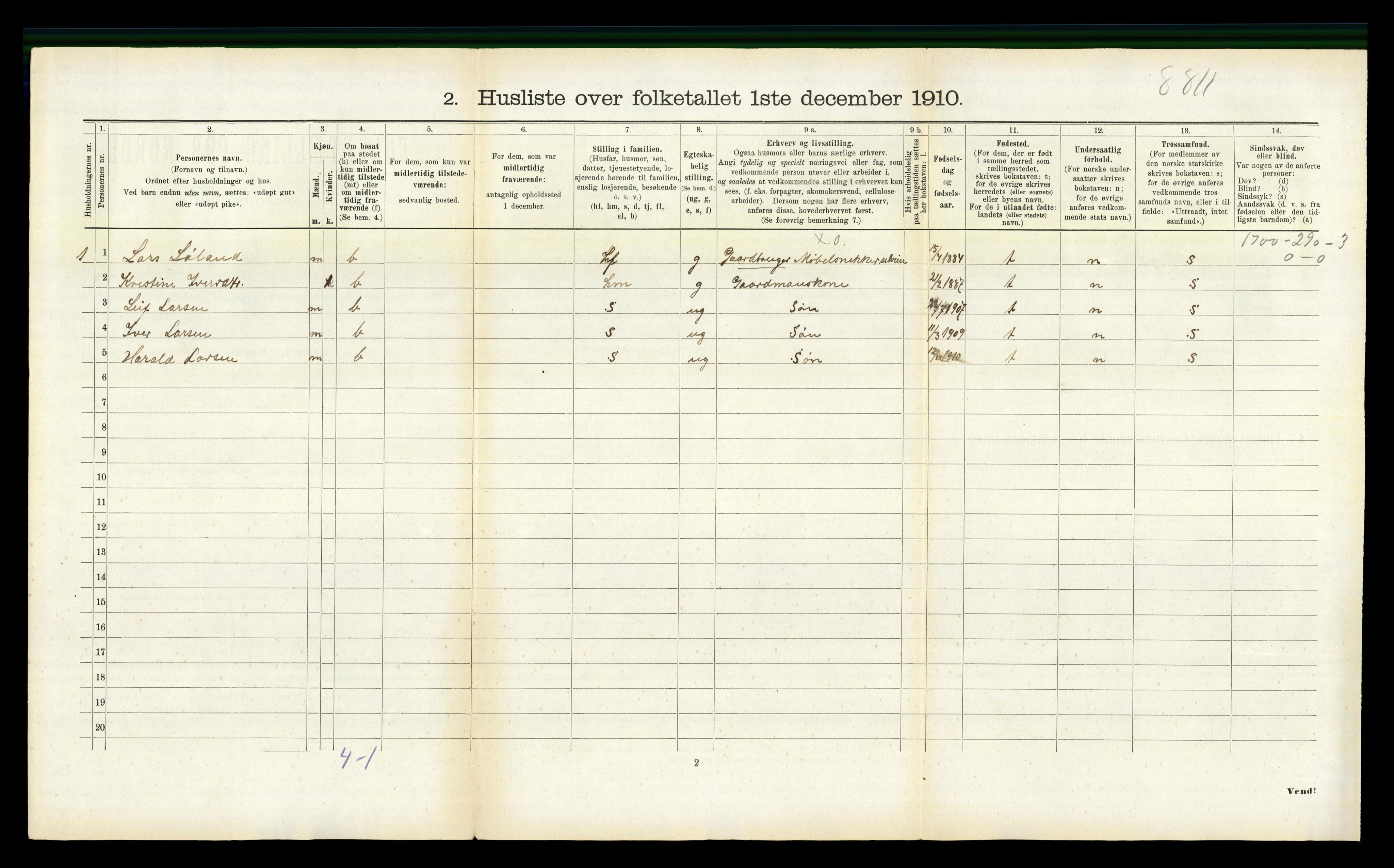 RA, 1910 census for Hyllestad, 1910, p. 772