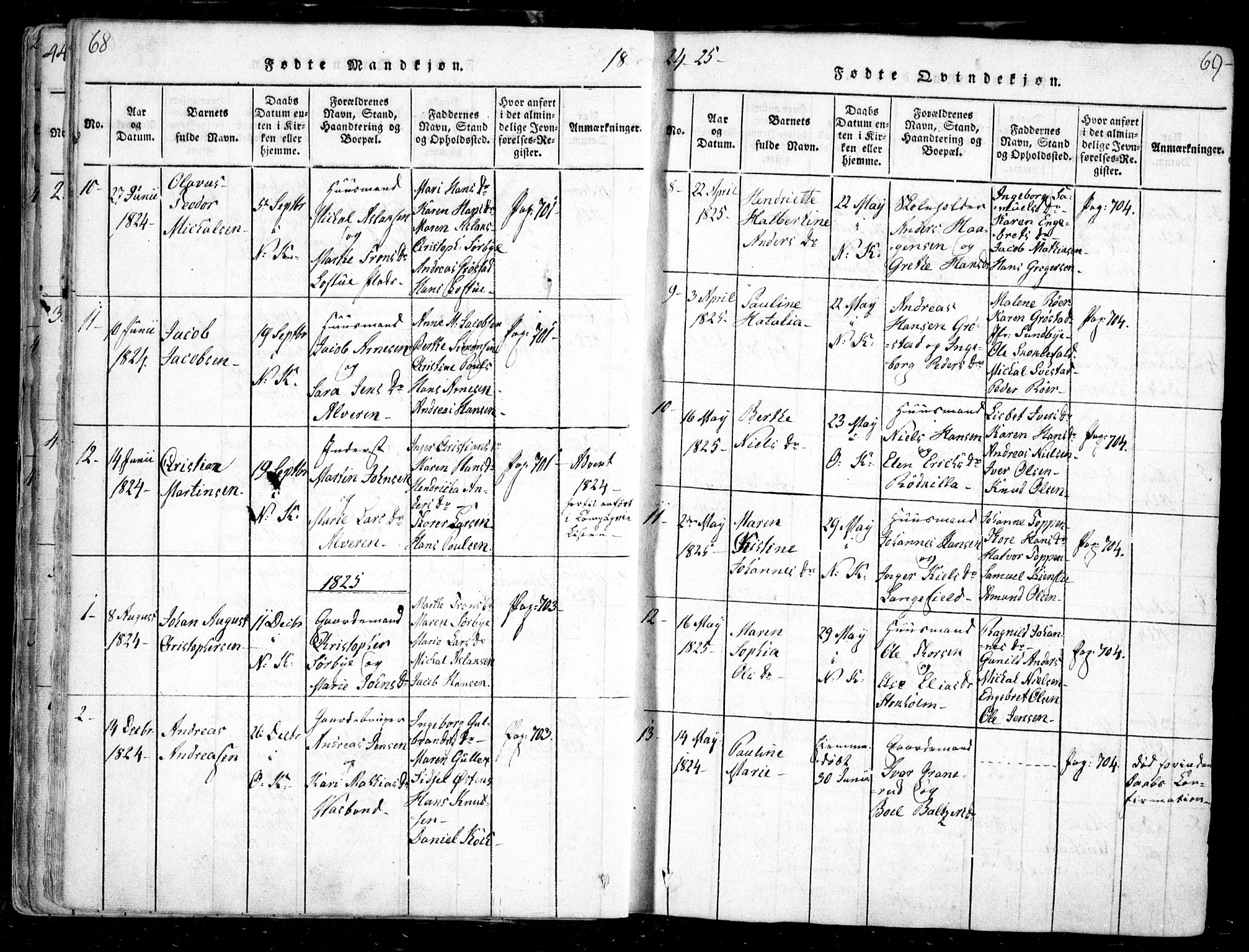 Nesodden prestekontor Kirkebøker, AV/SAO-A-10013/F/Fa/L0006: Parish register (official) no. I 6, 1814-1847, p. 68-69