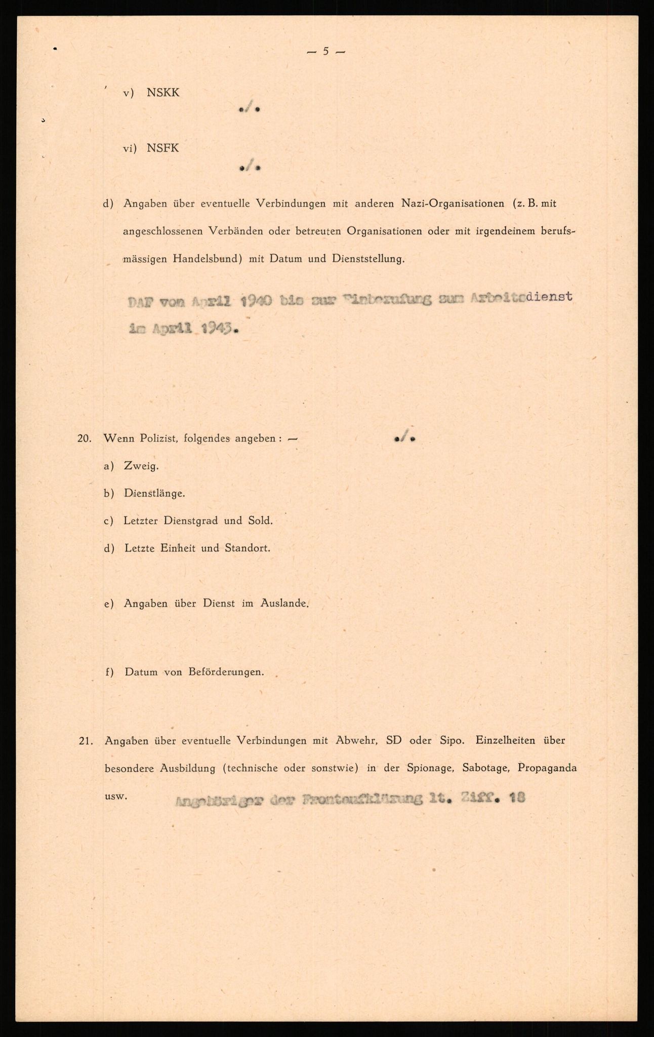 Forsvaret, Forsvarets overkommando II, AV/RA-RAFA-3915/D/Db/L0034: CI Questionaires. Tyske okkupasjonsstyrker i Norge. Tyskere., 1945-1946, p. 248