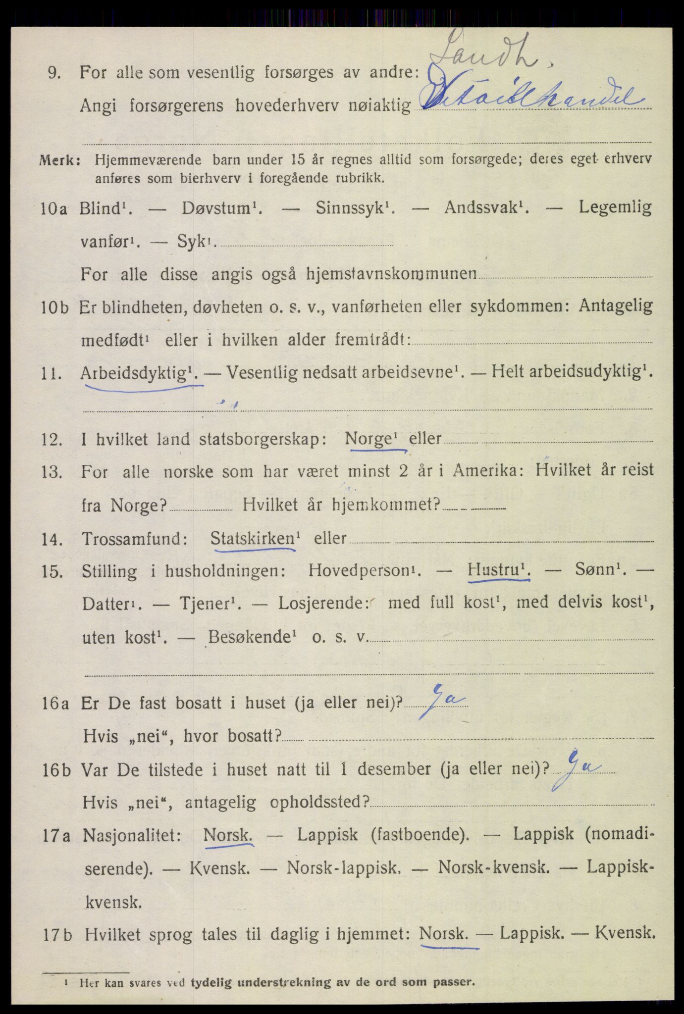 SAT, 1920 census for Gildeskål, 1920, p. 10189