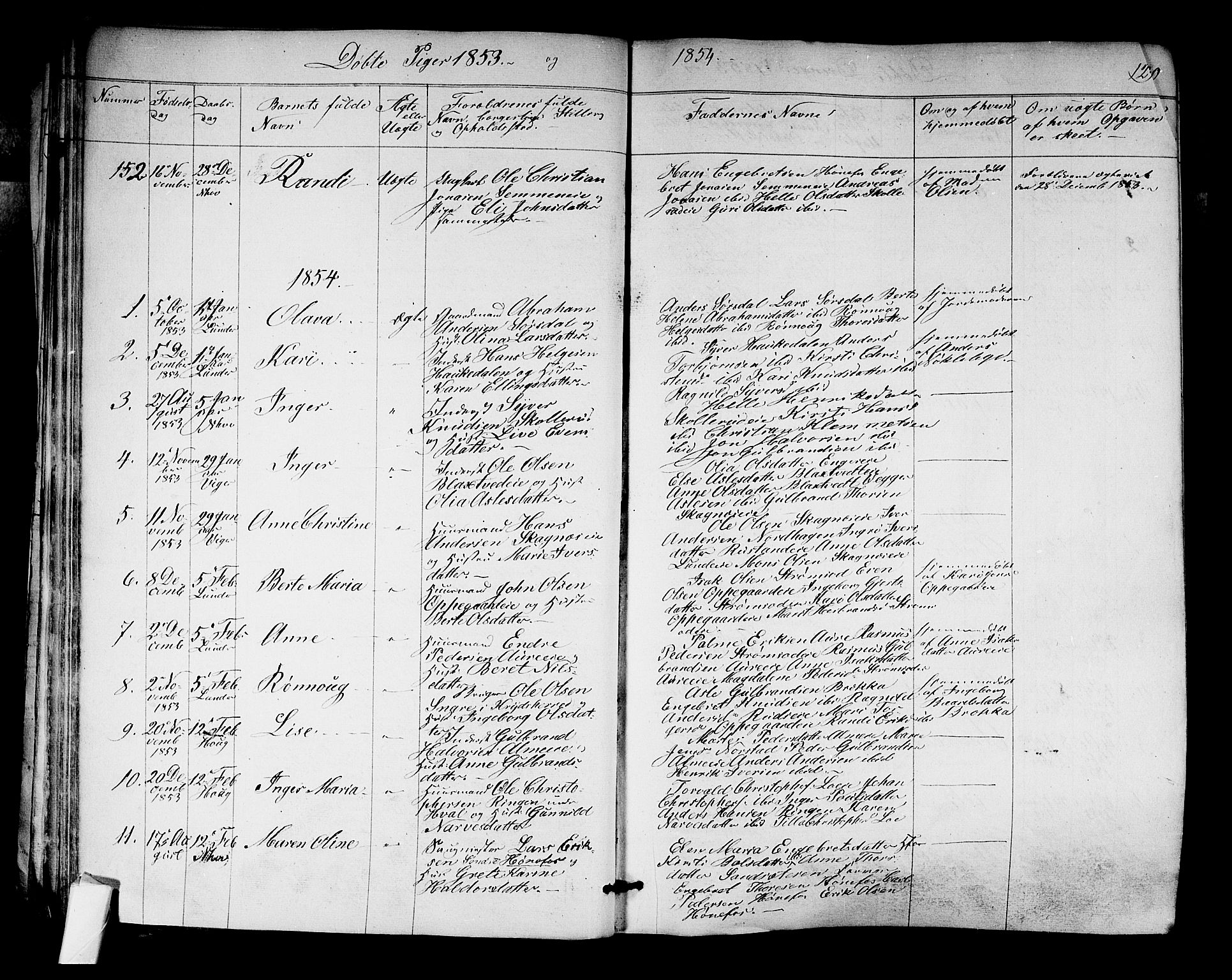 Norderhov kirkebøker, SAKO/A-237/F/Fa/L0011: Parish register (official) no. 11, 1847-1856, p. 129