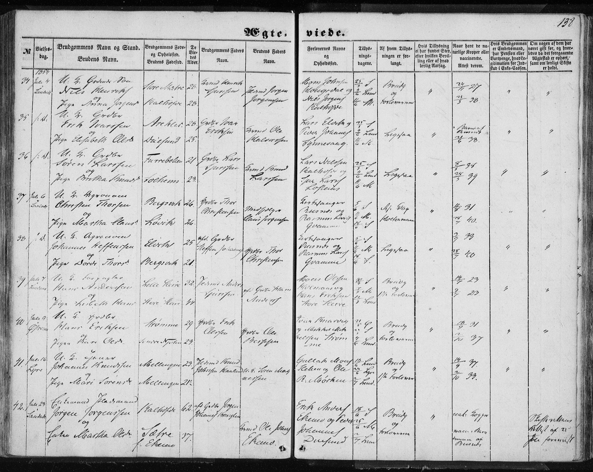 Lindås Sokneprestembete, AV/SAB-A-76701/H/Haa/Haaa/L0013: Parish register (official) no. A 13, 1848-1862, p. 138