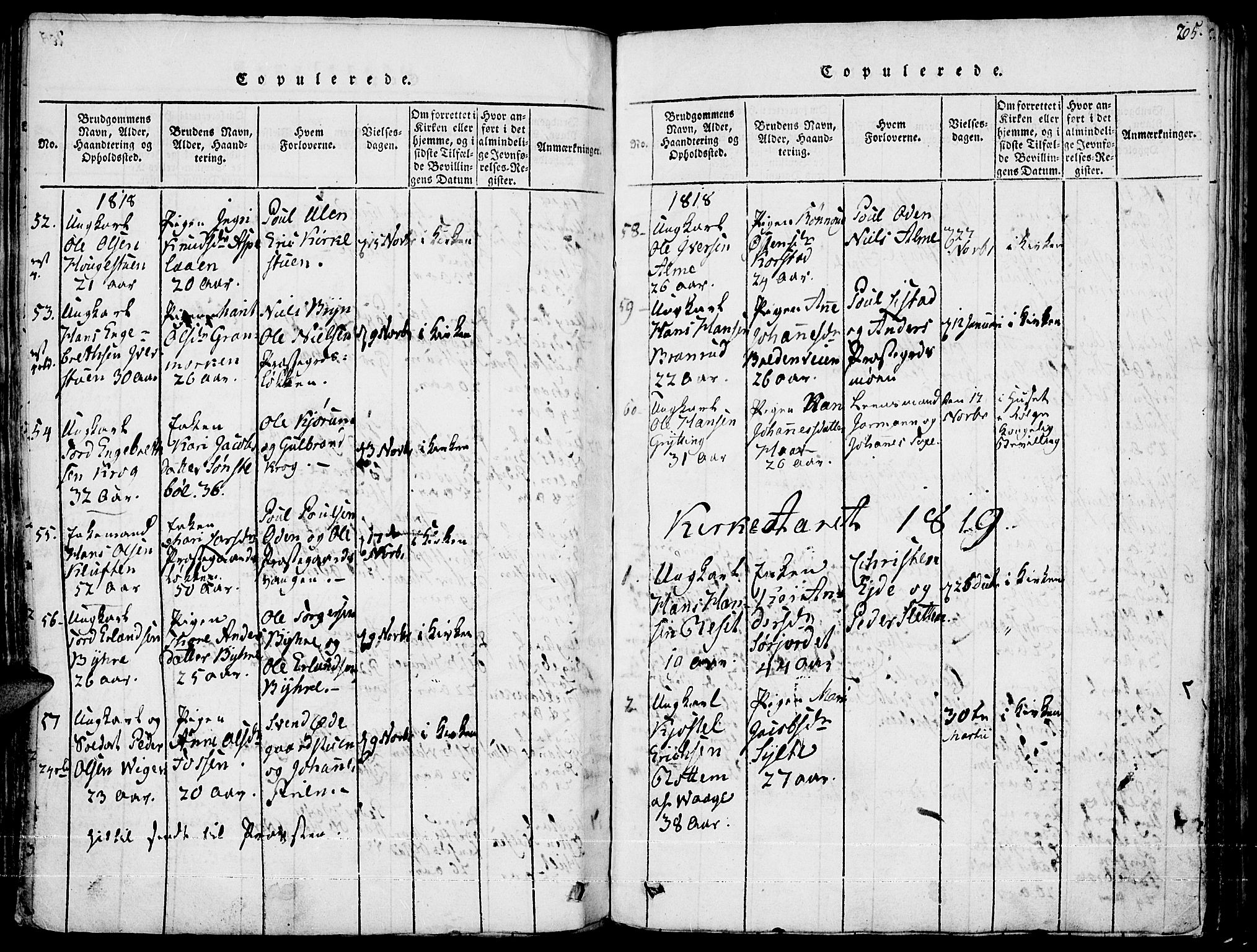 Fron prestekontor, AV/SAH-PREST-078/H/Ha/Haa/L0002: Parish register (official) no. 2, 1816-1827, p. 205