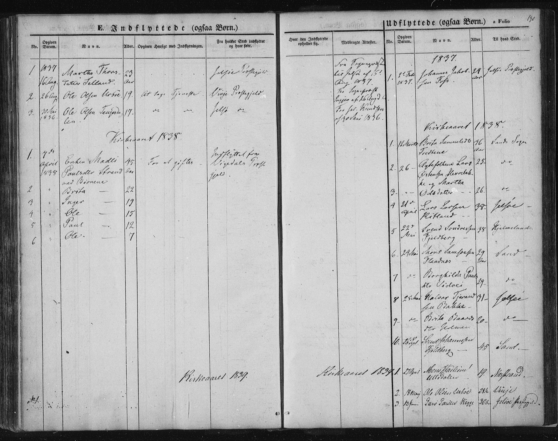 Suldal sokneprestkontor, AV/SAST-A-101845/01/IV/L0008: Parish register (official) no. A 8, 1836-1853, p. 190