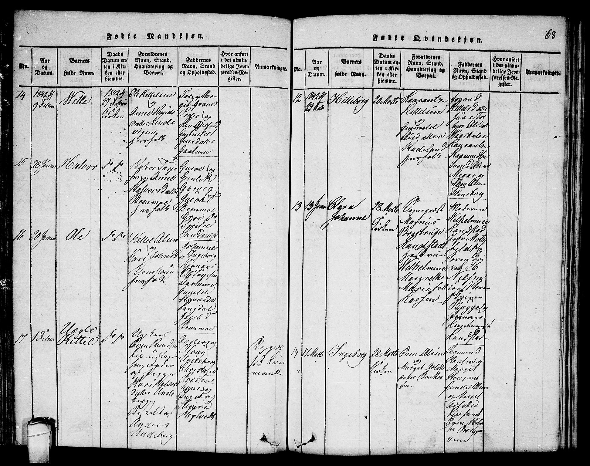 Seljord kirkebøker, SAKO/A-20/F/Fc/L0001: Parish register (official) no. III 1, 1815-1831, p. 68