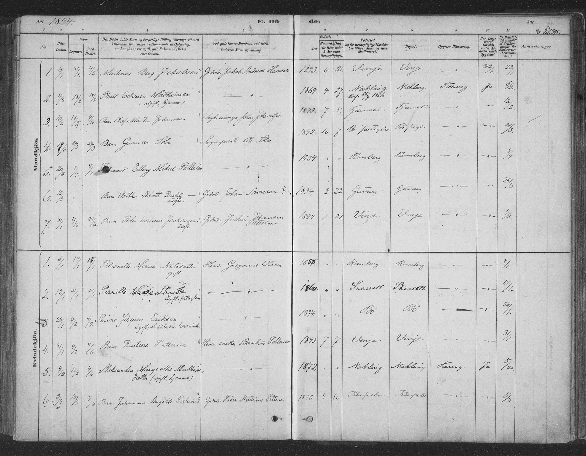 Ministerialprotokoller, klokkerbøker og fødselsregistre - Nordland, AV/SAT-A-1459/891/L1302: Parish register (official) no. 891A07, 1878-1895, p. 395