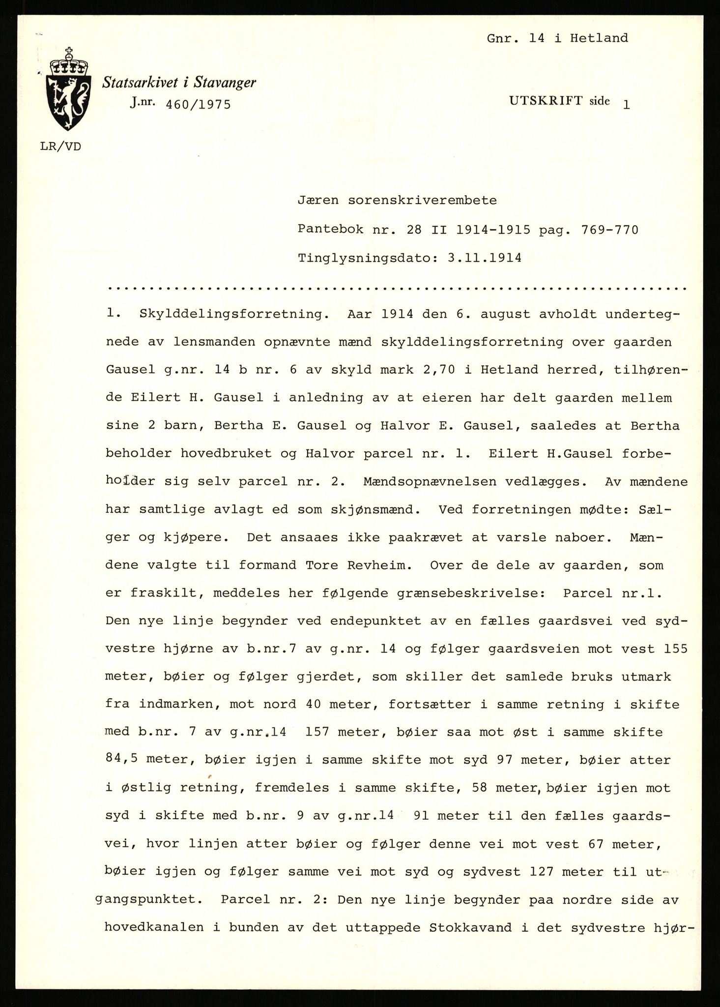 Statsarkivet i Stavanger, AV/SAST-A-101971/03/Y/Yj/L0025: Avskrifter sortert etter gårdsnavn: Garpestad - Gjerde, 1750-1930, p. 177