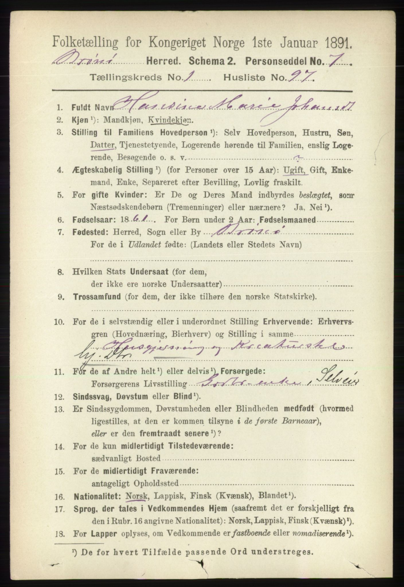 RA, 1891 census for 1814 Brønnøy, 1891, p. 744