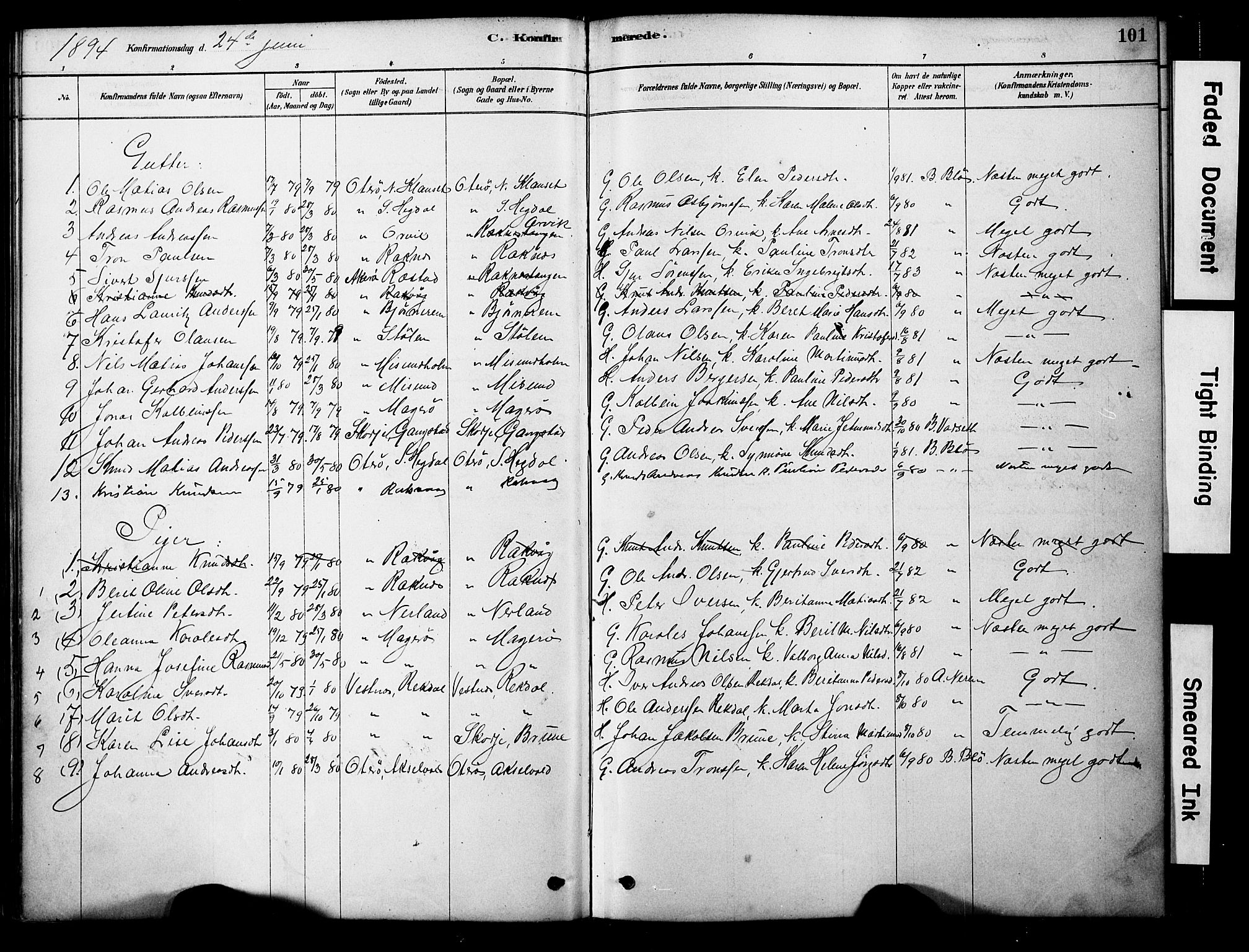 Ministerialprotokoller, klokkerbøker og fødselsregistre - Møre og Romsdal, AV/SAT-A-1454/563/L0736: Parish register (official) no. 563A01, 1878-1903, p. 101