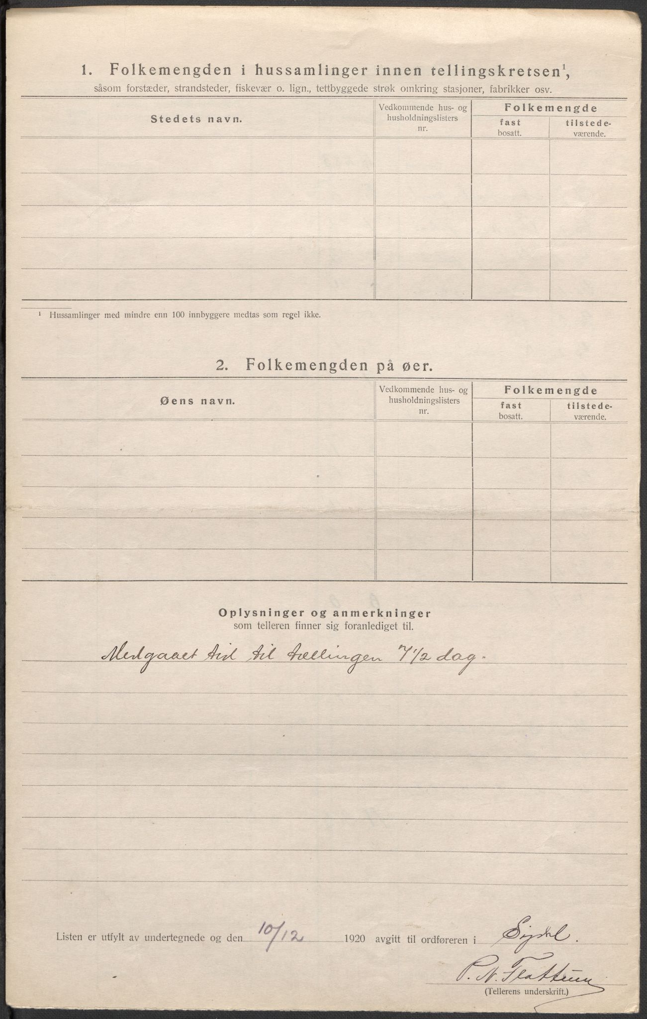 SAKO, 1920 census for Sigdal, 1920, p. 20