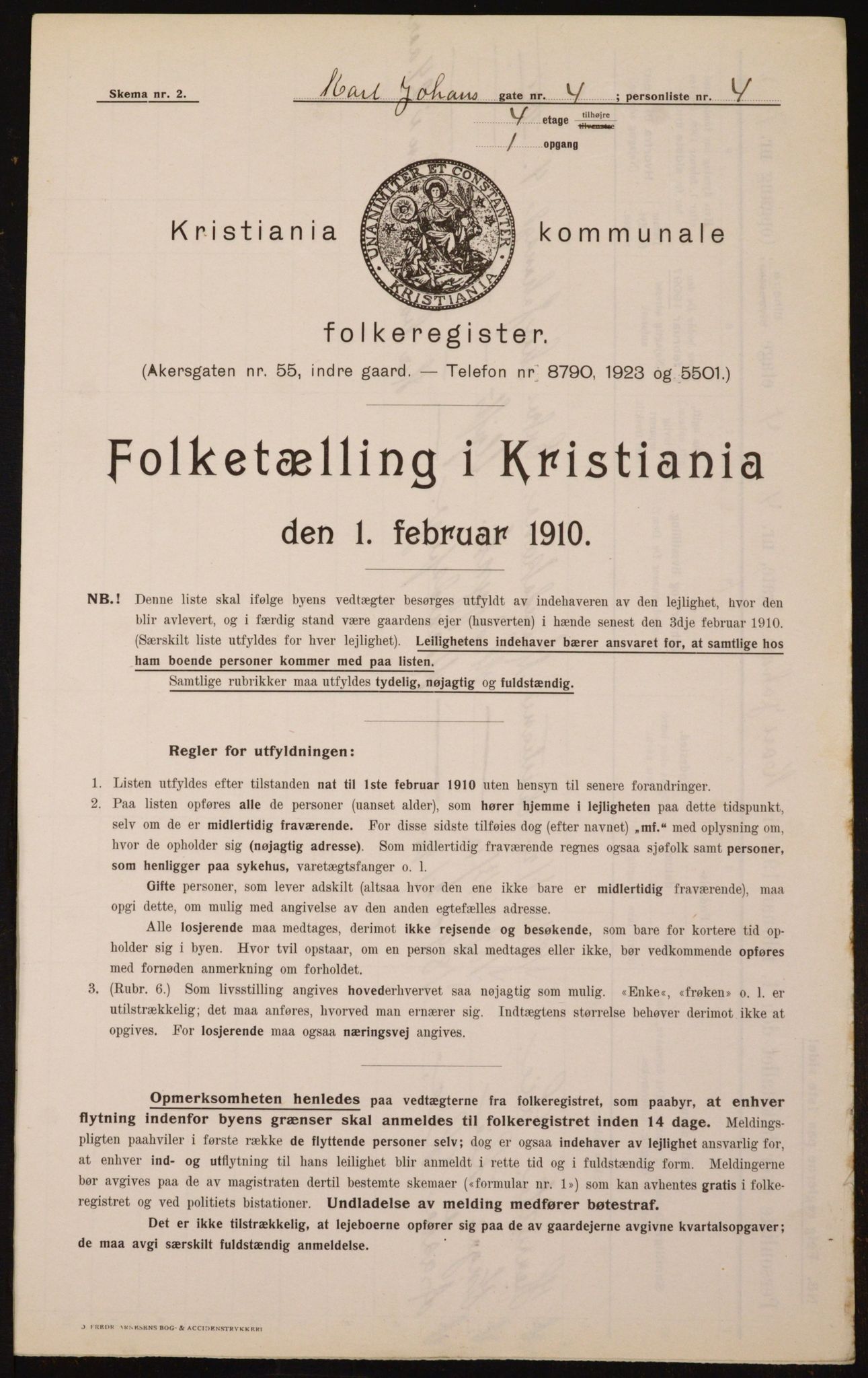 OBA, Municipal Census 1910 for Kristiania, 1910, p. 47294