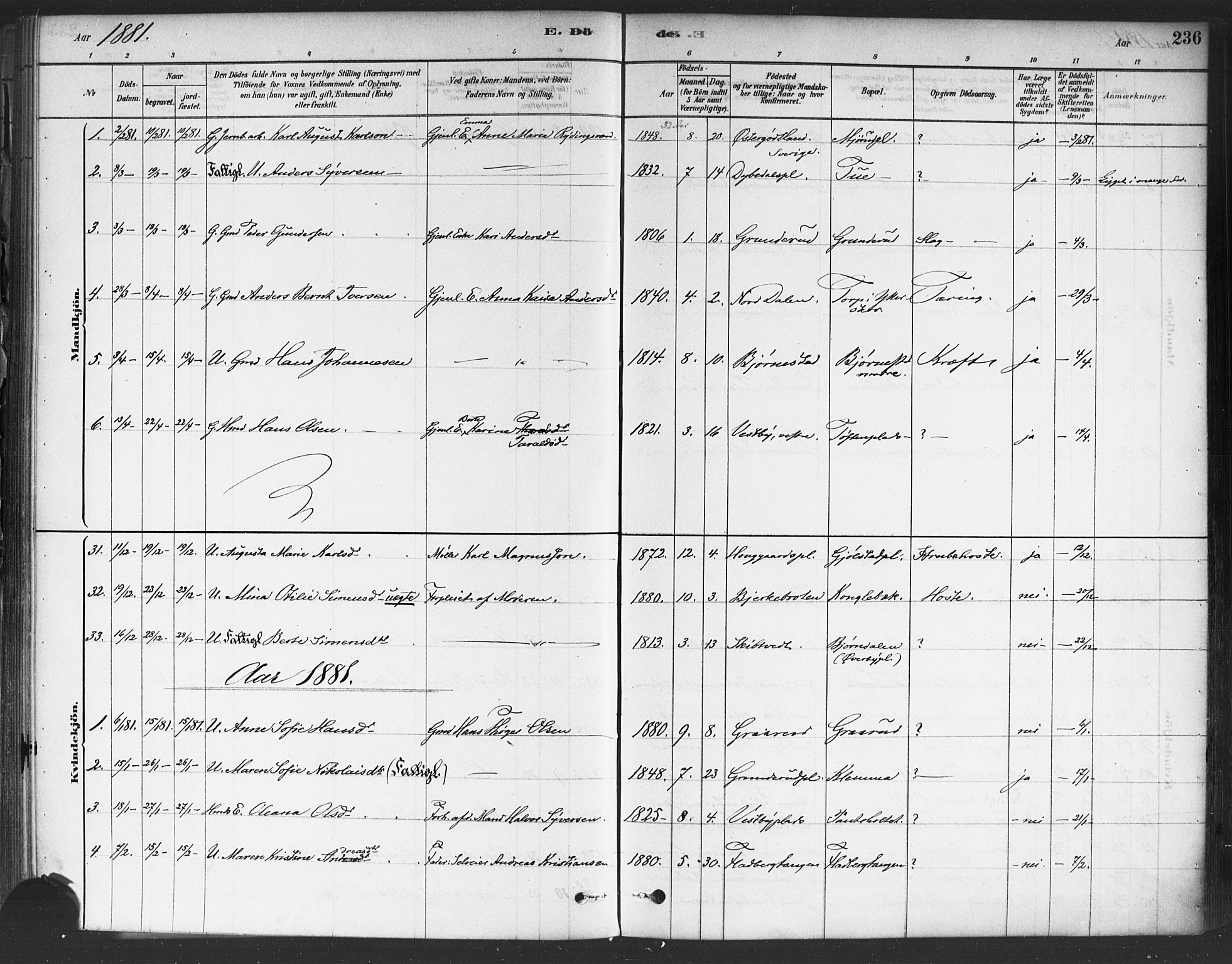 Rakkestad prestekontor Kirkebøker, AV/SAO-A-2008/F/Fa/L0012: Parish register (official) no. I 12, 1878-1893, p. 236