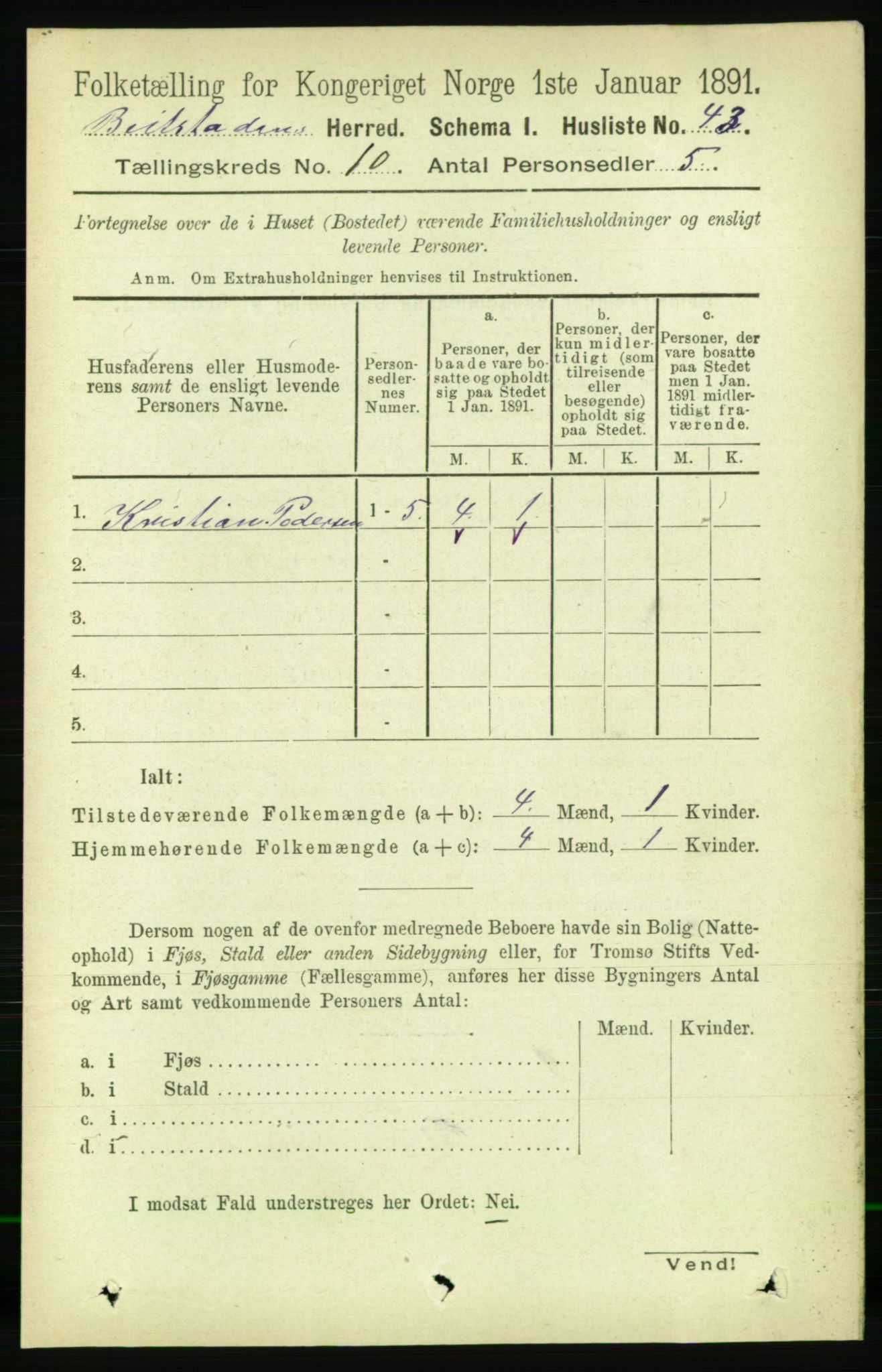 RA, 1891 census for 1727 Beitstad, 1891, p. 2728