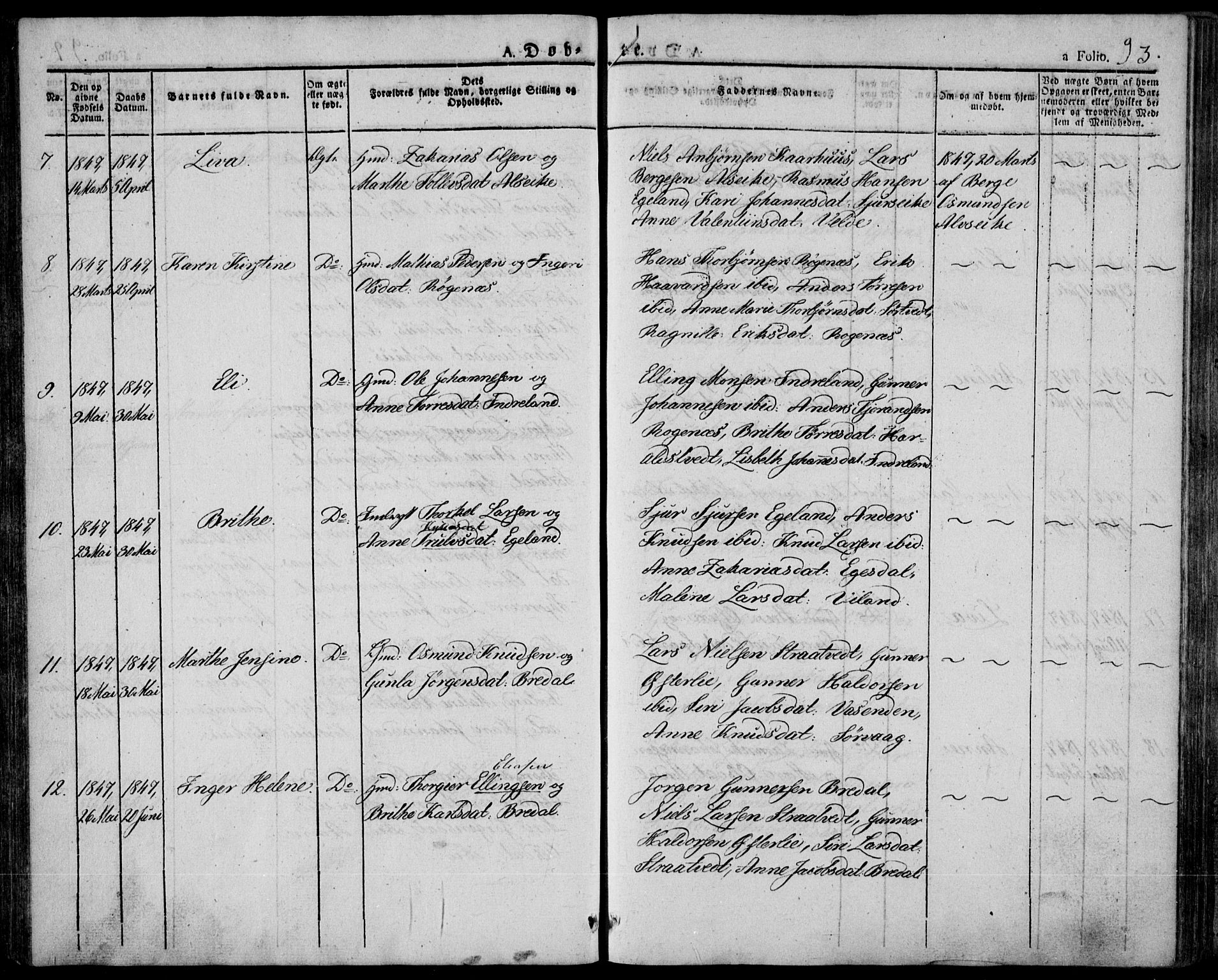 Skjold sokneprestkontor, AV/SAST-A-101847/H/Ha/Haa/L0005: Parish register (official) no. A 5, 1830-1856, p. 93