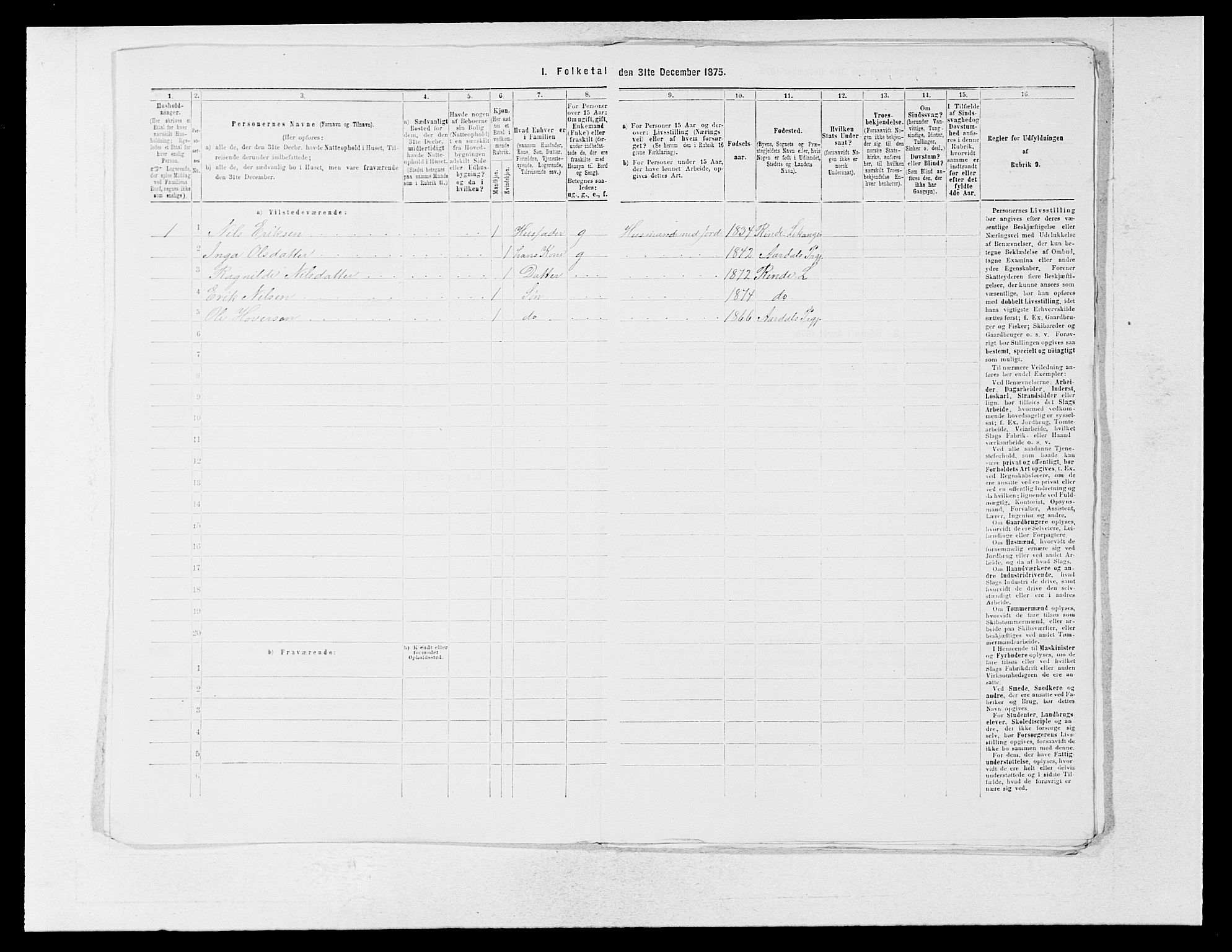 SAB, 1875 census for 1419P Leikanger, 1875, p. 631