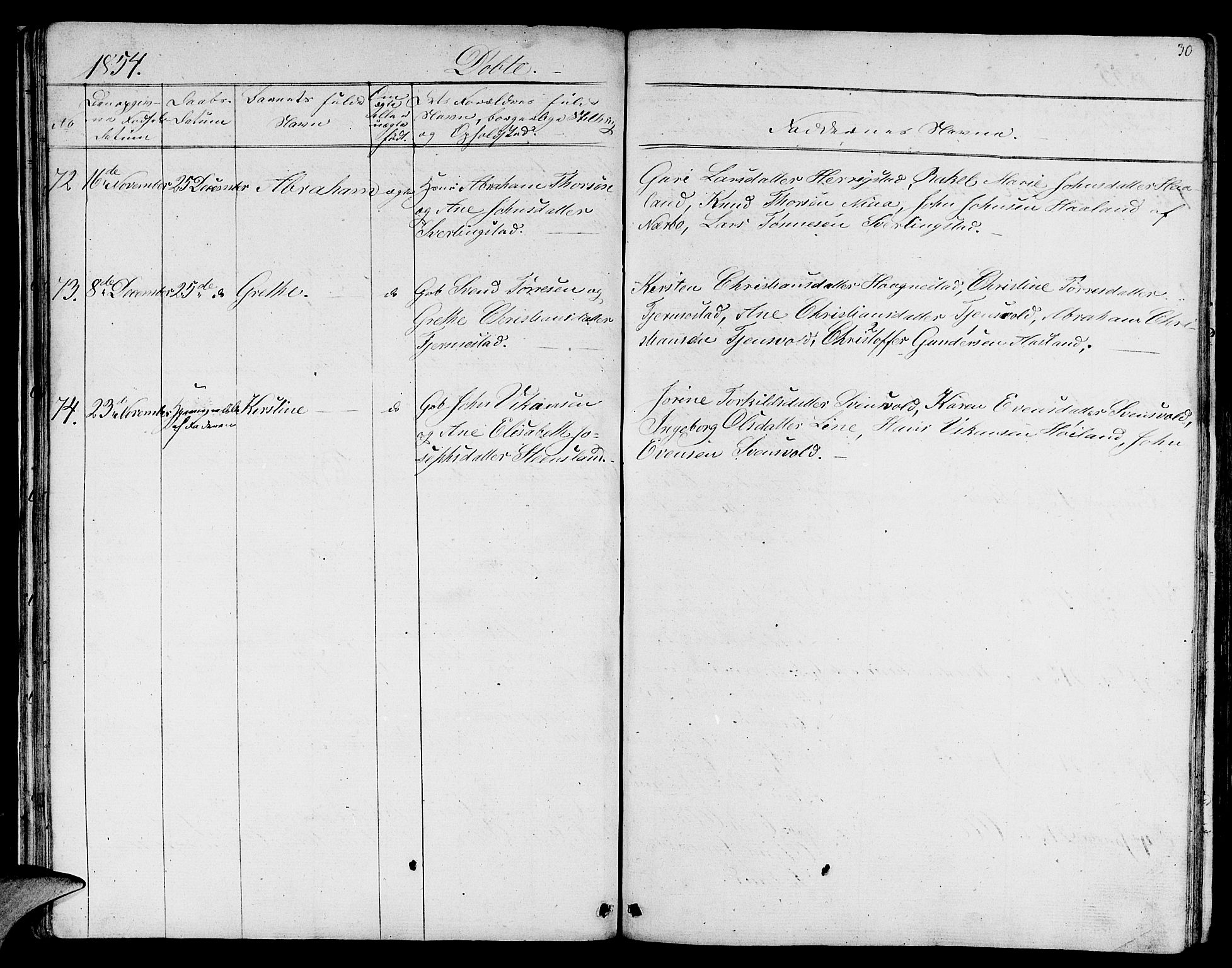 Lye sokneprestkontor, AV/SAST-A-101794/001/30BB/L0002: Parish register (copy) no. B 2, 1852-1867, p. 30