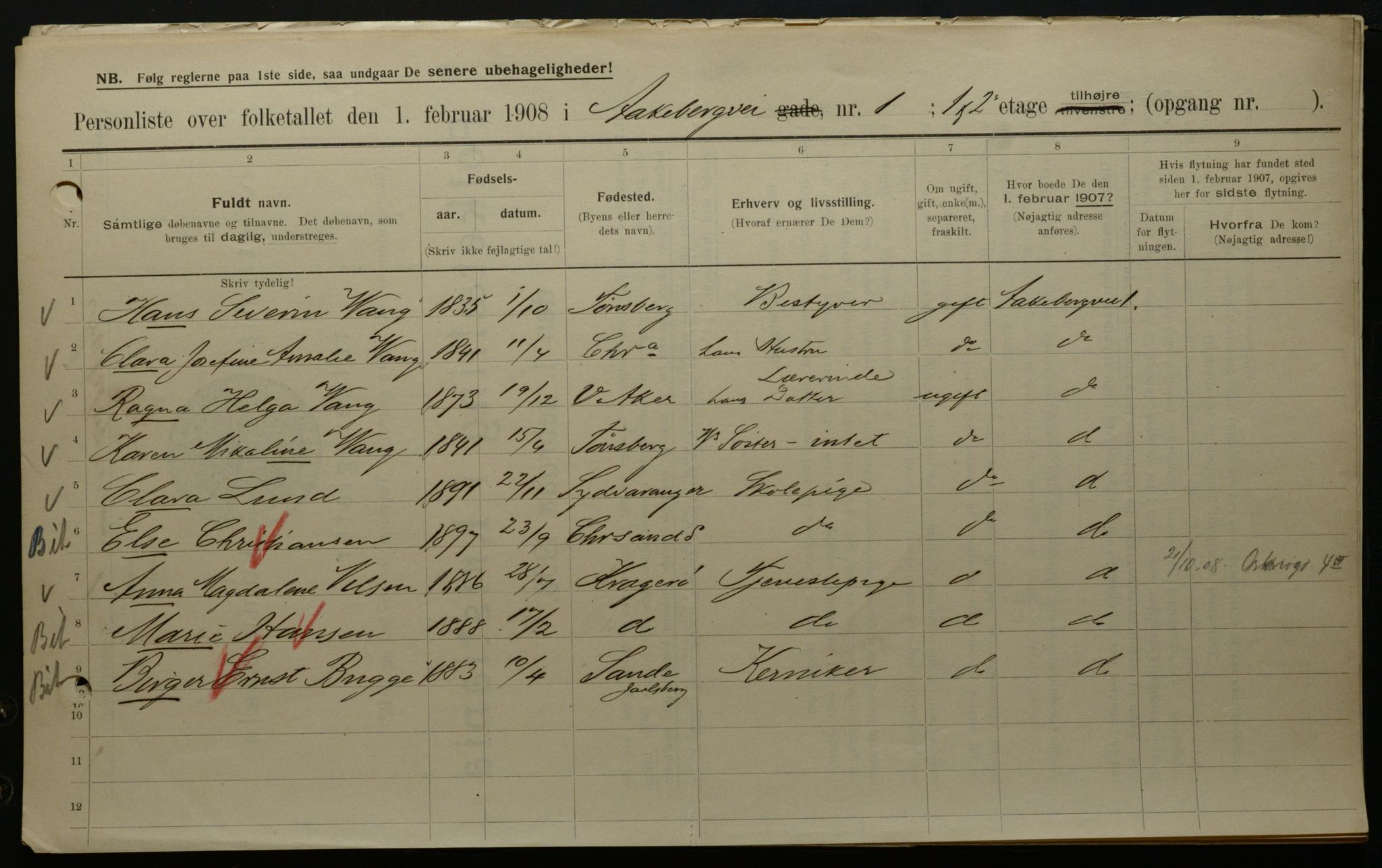 OBA, Municipal Census 1908 for Kristiania, 1908, p. 116987