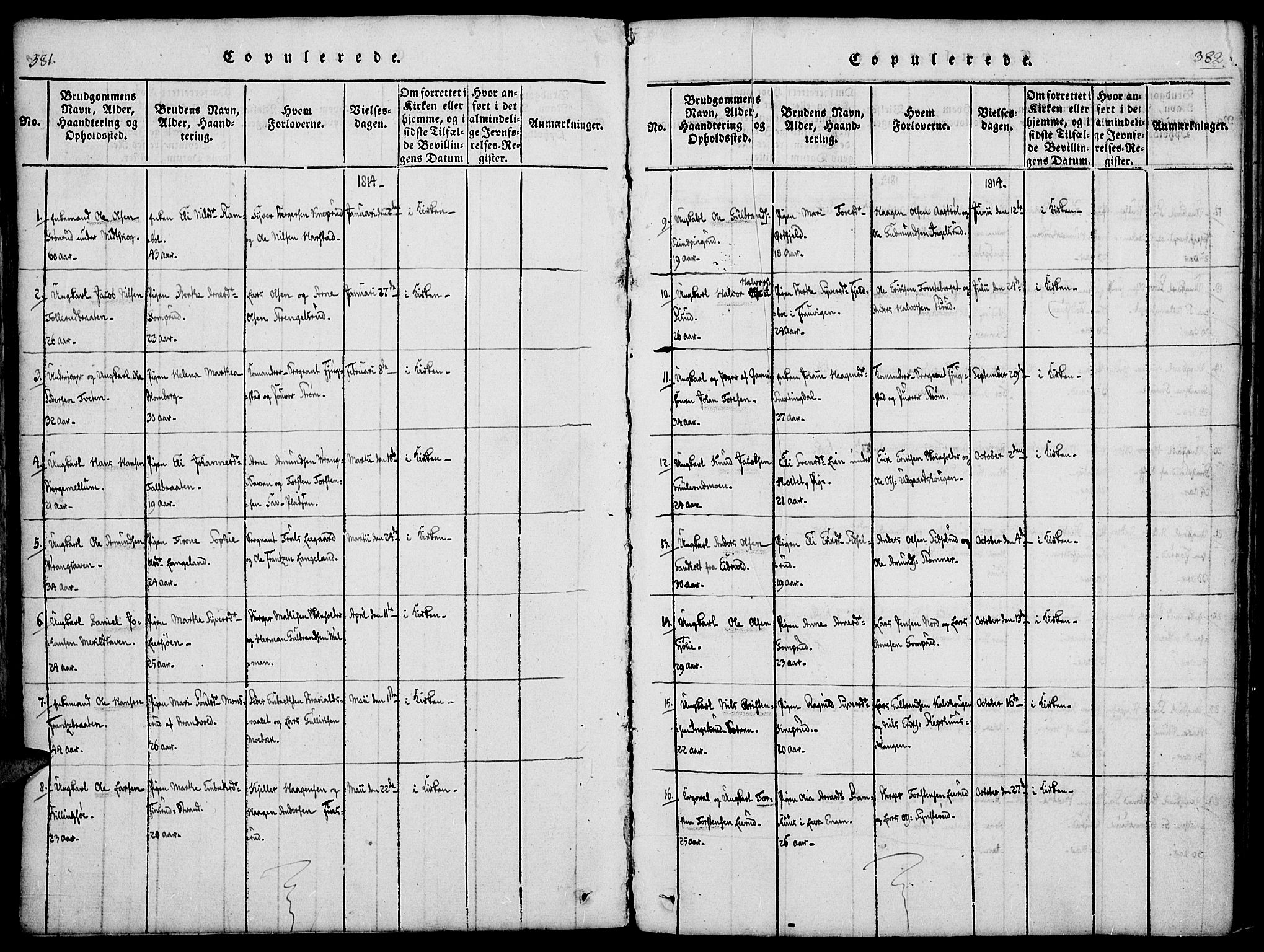 Vinger prestekontor, AV/SAH-PREST-024/H/Ha/Haa/L0006: Parish register (official) no. 6, 1814-1825, p. 381-382