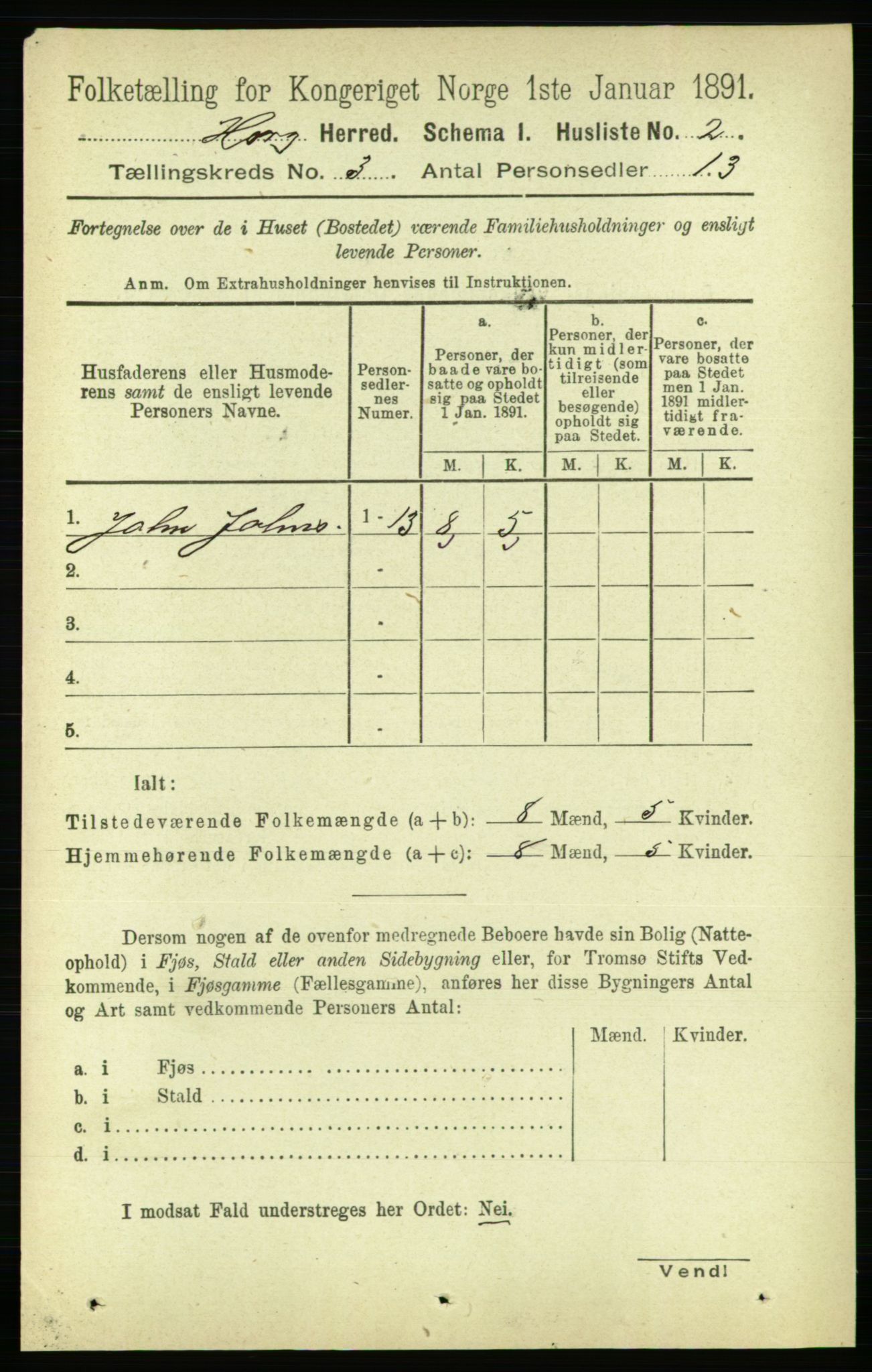 RA, 1891 census for 1650 Horg, 1891, p. 1035