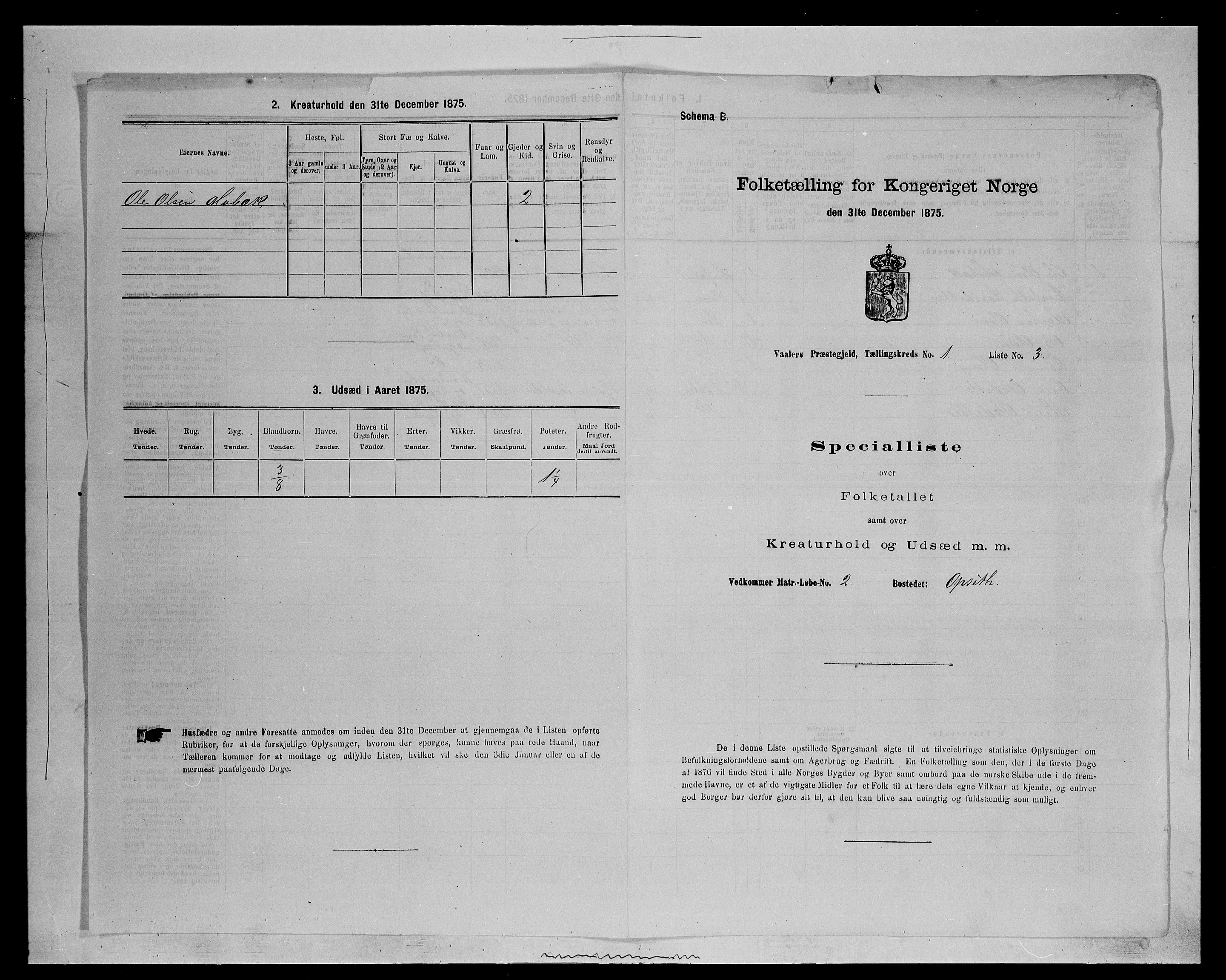 SAH, 1875 census for 0426P Våler parish (Hedmark), 1875, p. 115