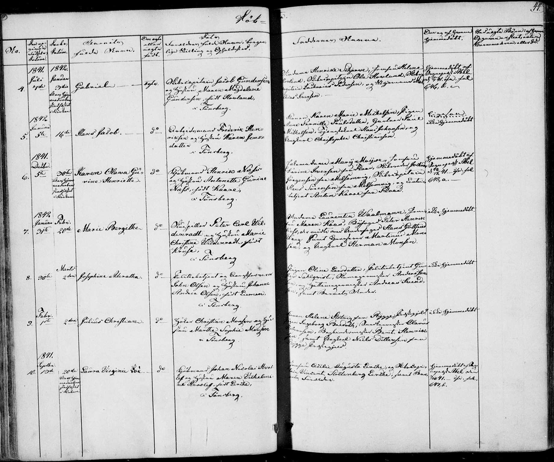 Tønsberg kirkebøker, AV/SAKO-A-330/F/Fa/L0006: Parish register (official) no. I 6, 1836-1844, p. 44