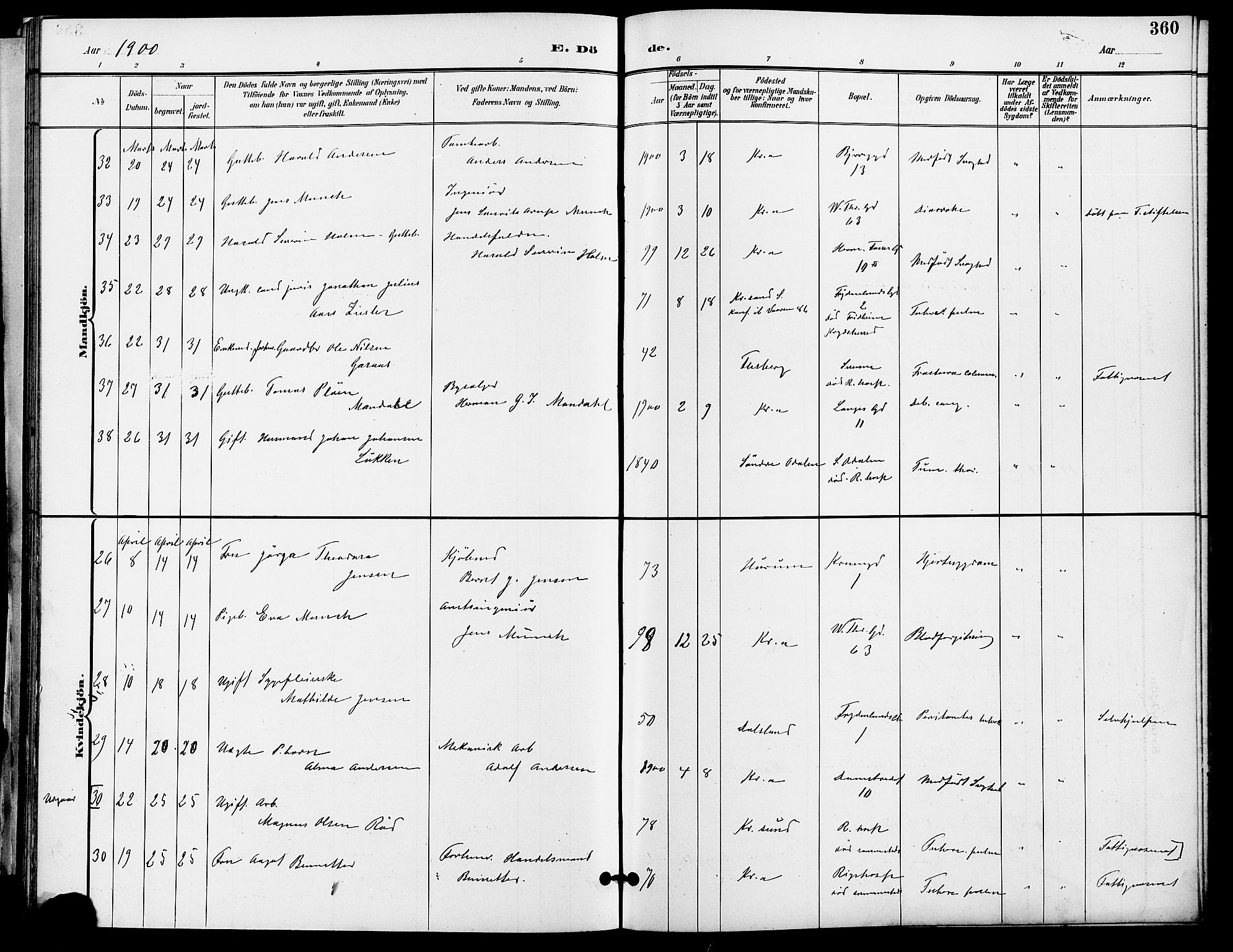 Gamle Aker prestekontor Kirkebøker, AV/SAO-A-10617a/F/L0011: Parish register (official) no. 11, 1896-1901, p. 360