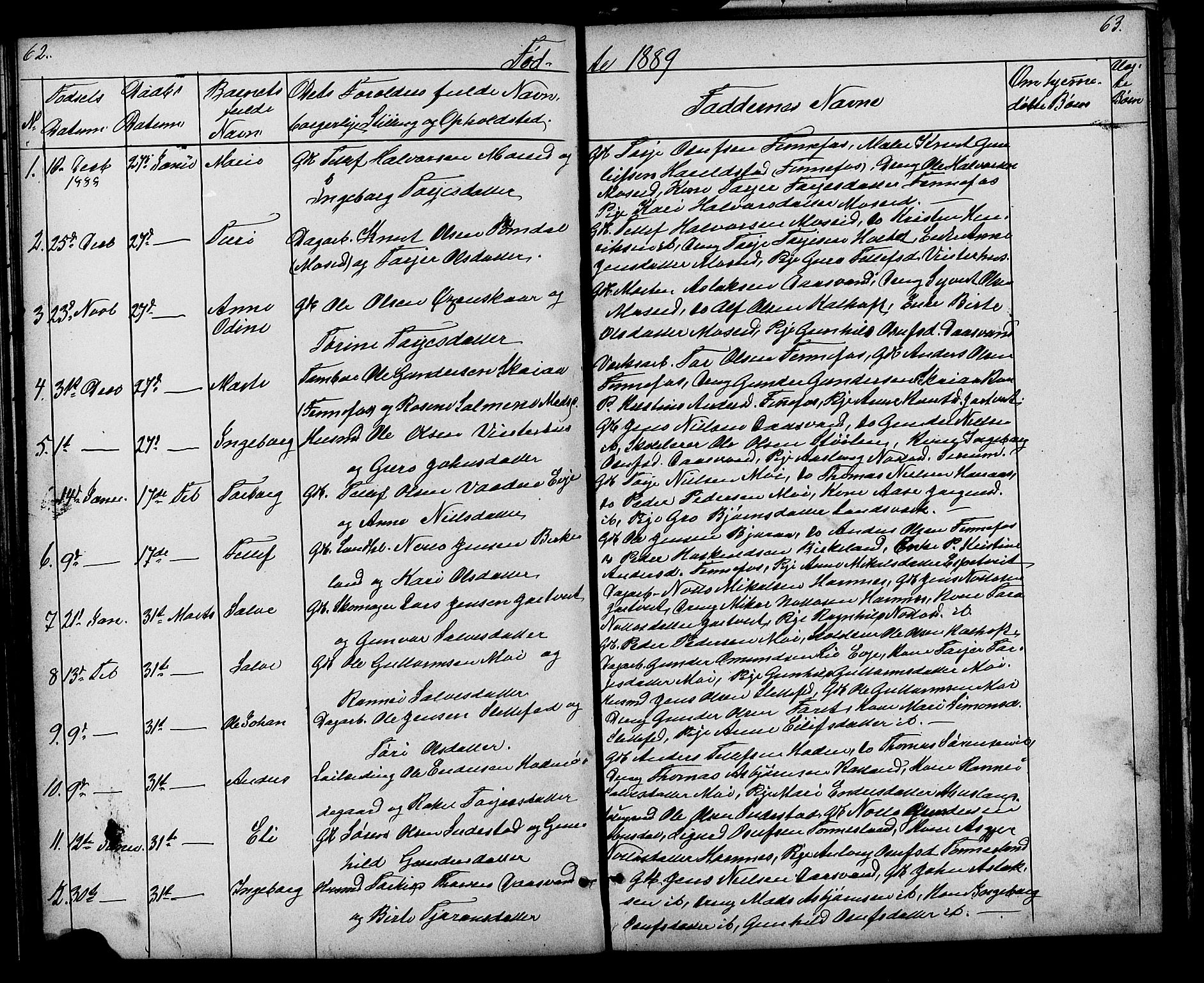 Evje sokneprestkontor, AV/SAK-1111-0008/F/Fb/Fbb/L0002: Parish register (copy) no. B 2, 1879-1909, p. 62-63