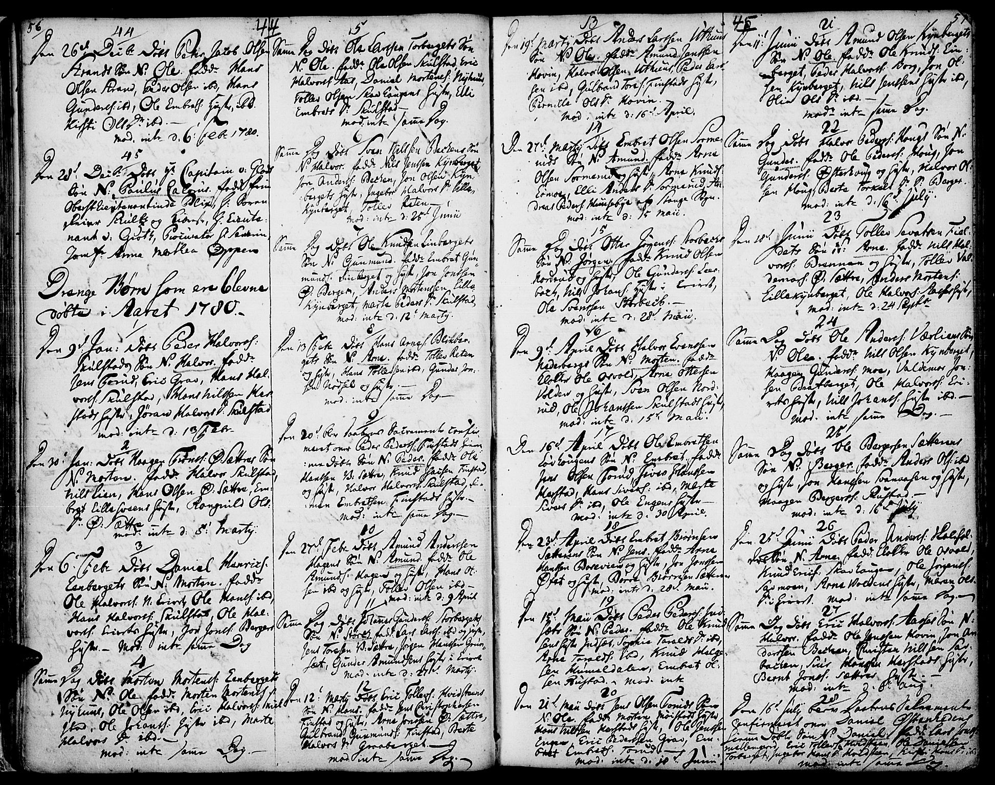 Elverum prestekontor, SAH/PREST-044/H/Ha/Haa/L0005: Parish register (official) no. 5, 1777-1793, p. 44-45