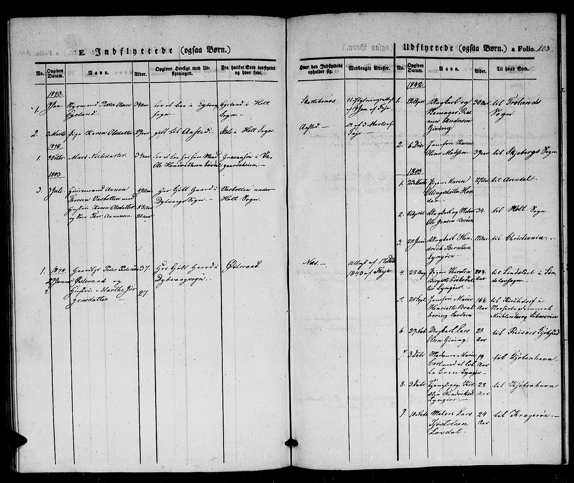 Dypvåg sokneprestkontor, AV/SAK-1111-0007/F/Fb/Fba/L0010: Parish register (copy) no. B 10, 1842-1857, p. 203