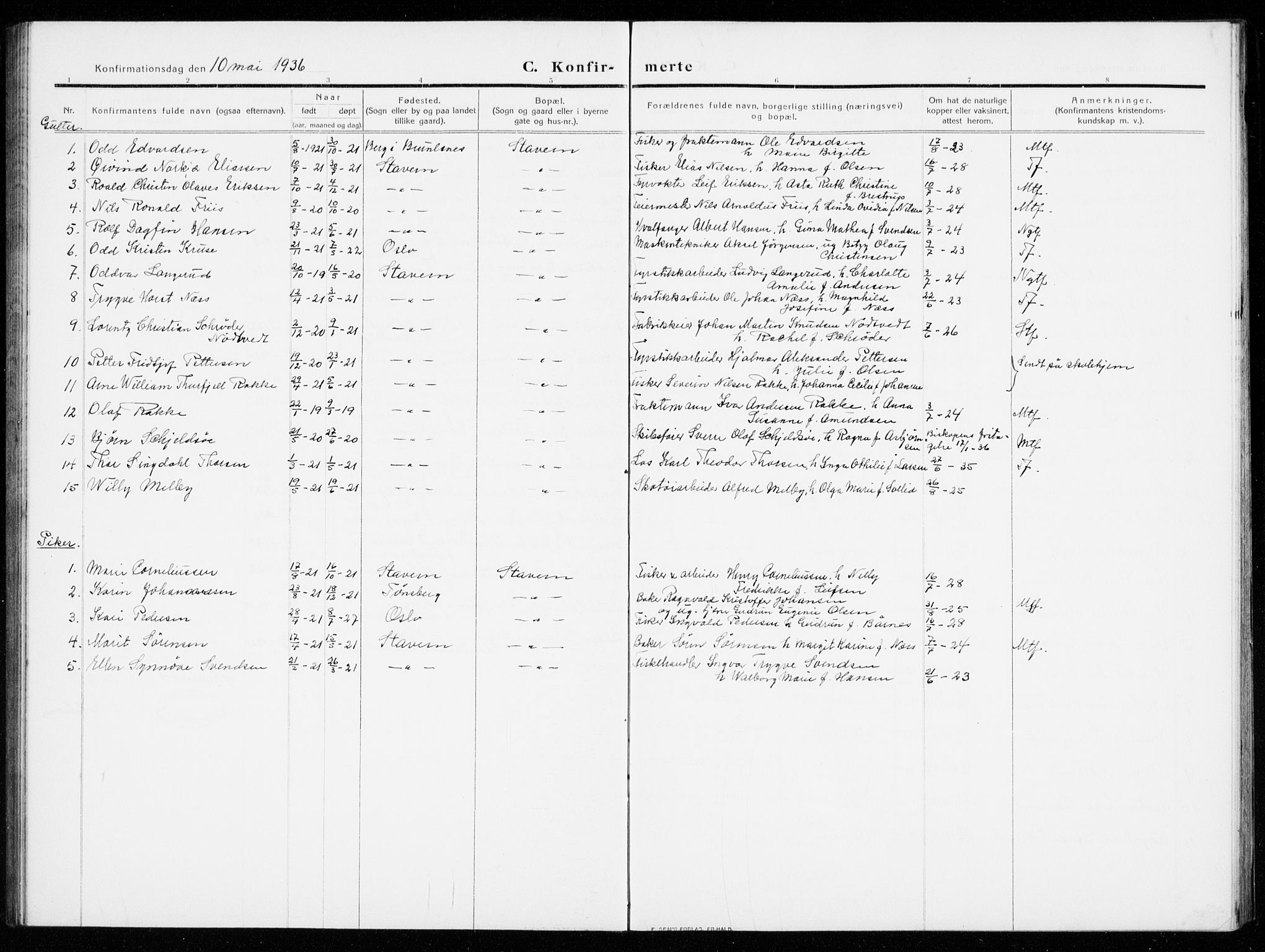 Stavern kirkebøker, SAKO/A-318/G/Ga/L0003: Parish register (copy) no. 3, 1909-1940