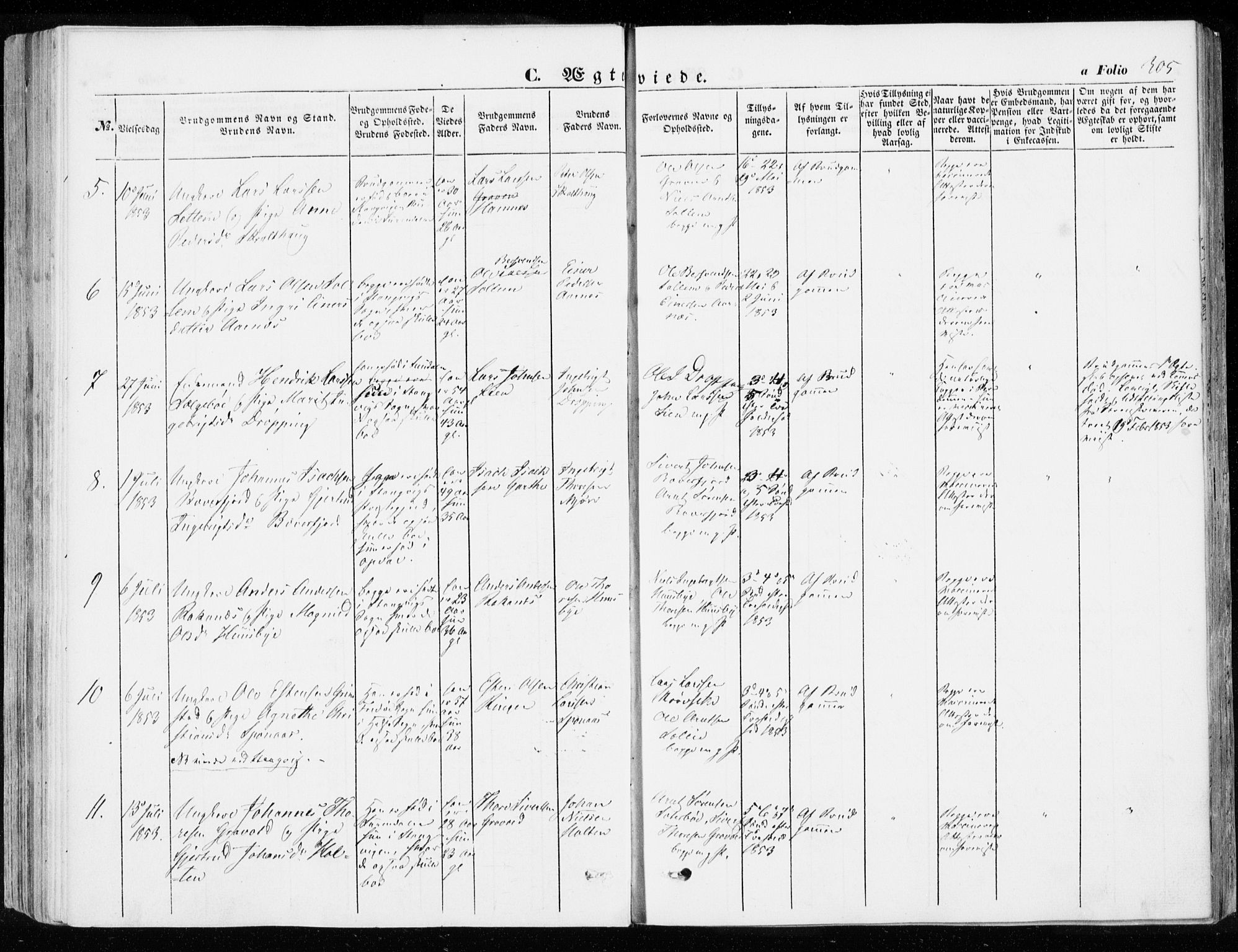 Ministerialprotokoller, klokkerbøker og fødselsregistre - Møre og Romsdal, AV/SAT-A-1454/592/L1026: Parish register (official) no. 592A04, 1849-1867, p. 305