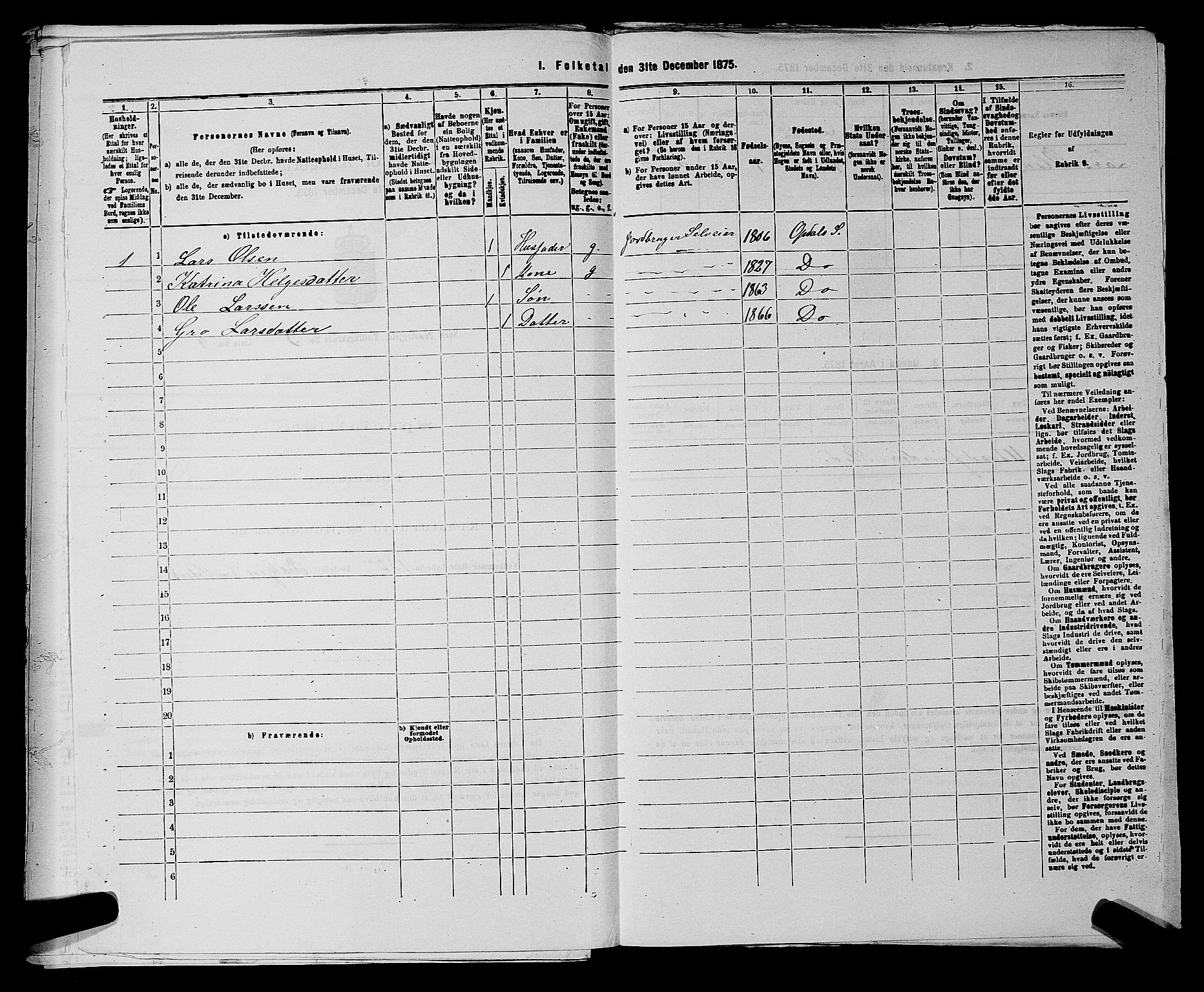 SAKO, 1875 census for 0633P Nore, 1875, p. 660