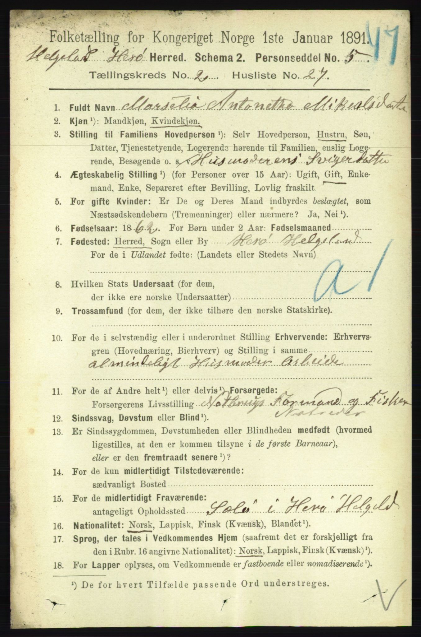 RA, 1891 census for 1818 Herøy, 1891, p. 429