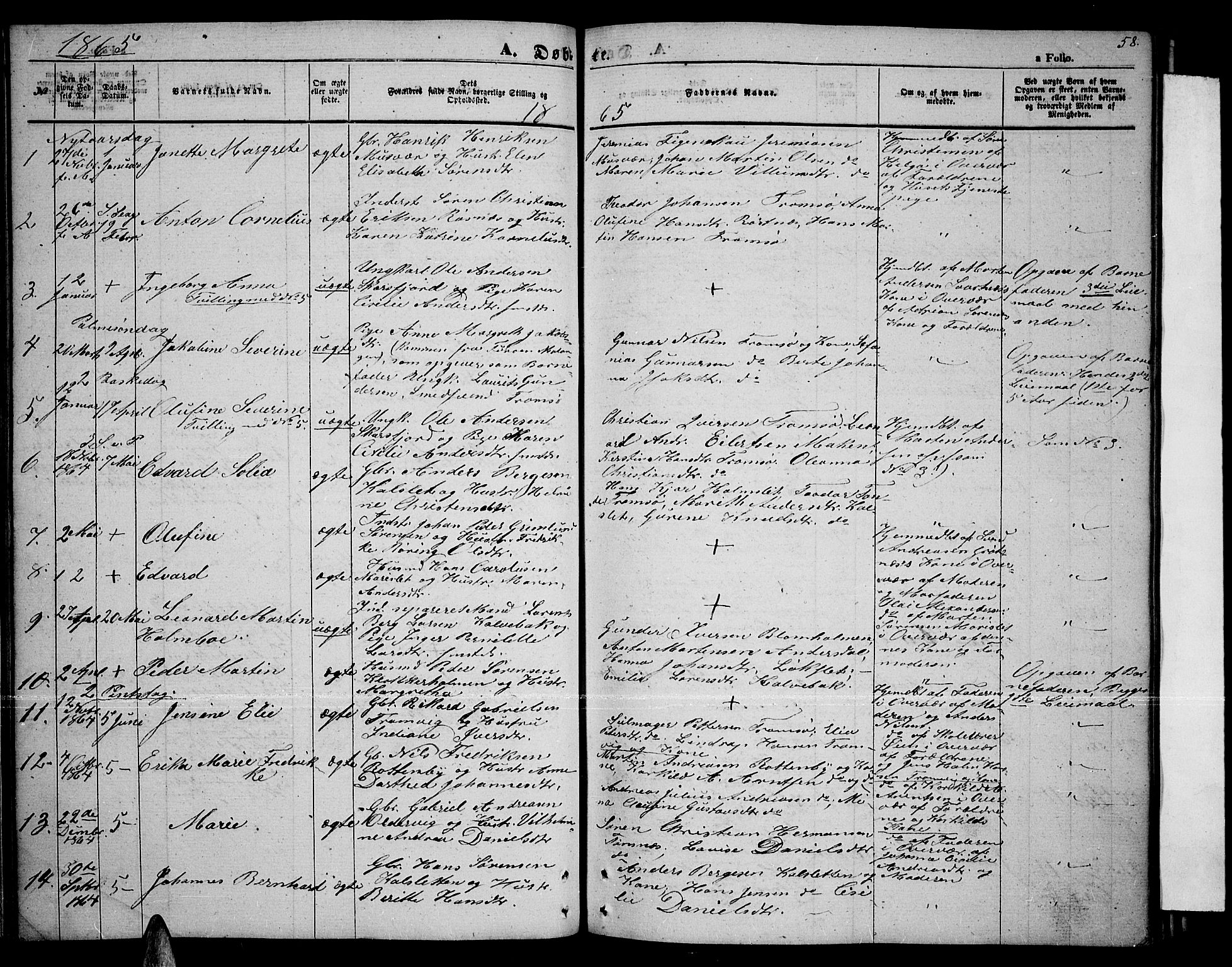 Tromsøysund sokneprestkontor, SATØ/S-1304/G/Gb/L0001klokker: Parish register (copy) no. 1, 1857-1869, p. 58
