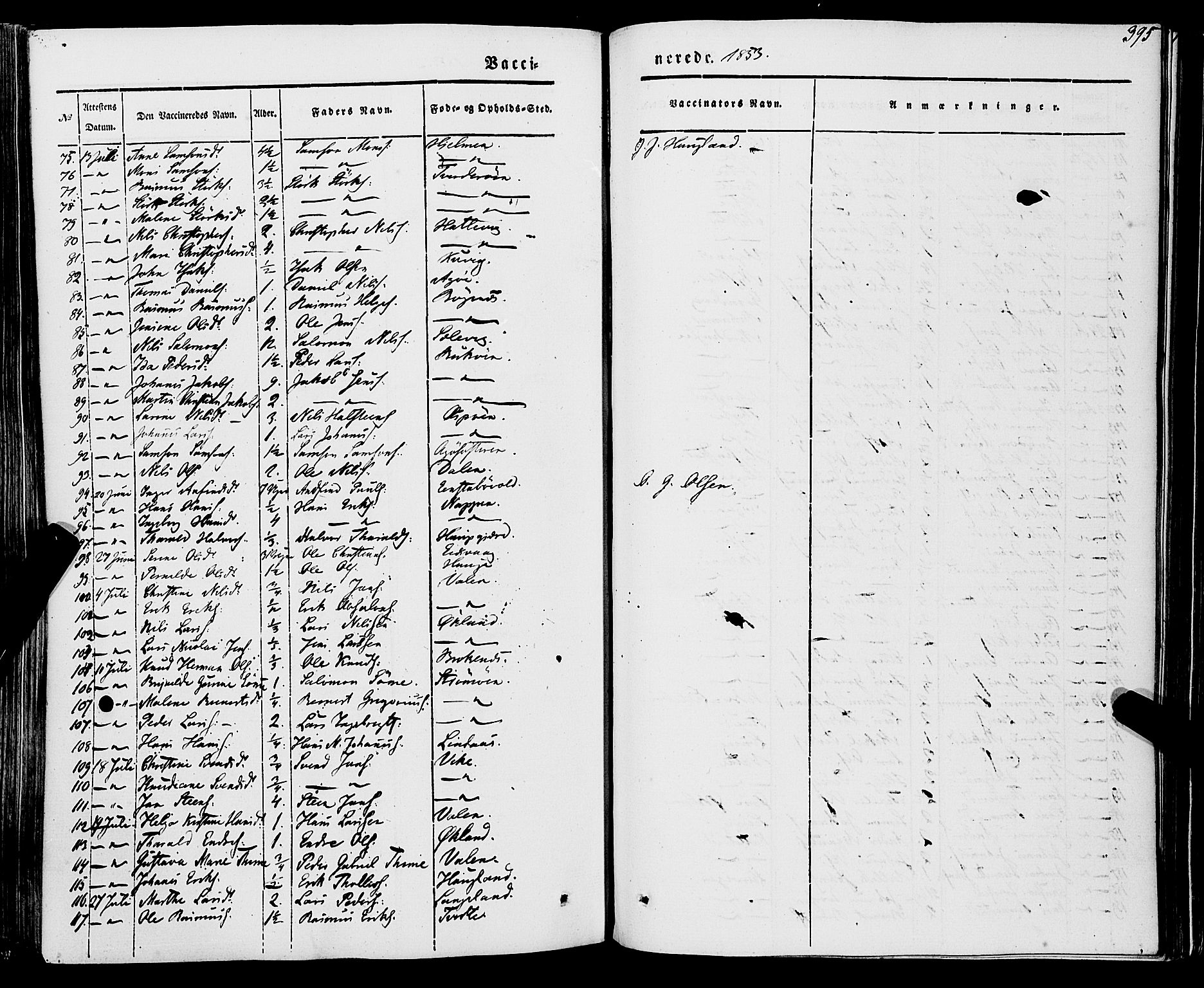 Stord sokneprestembete, SAB/A-78201/H/Haa: Parish register (official) no. A 7, 1841-1861, p. 395