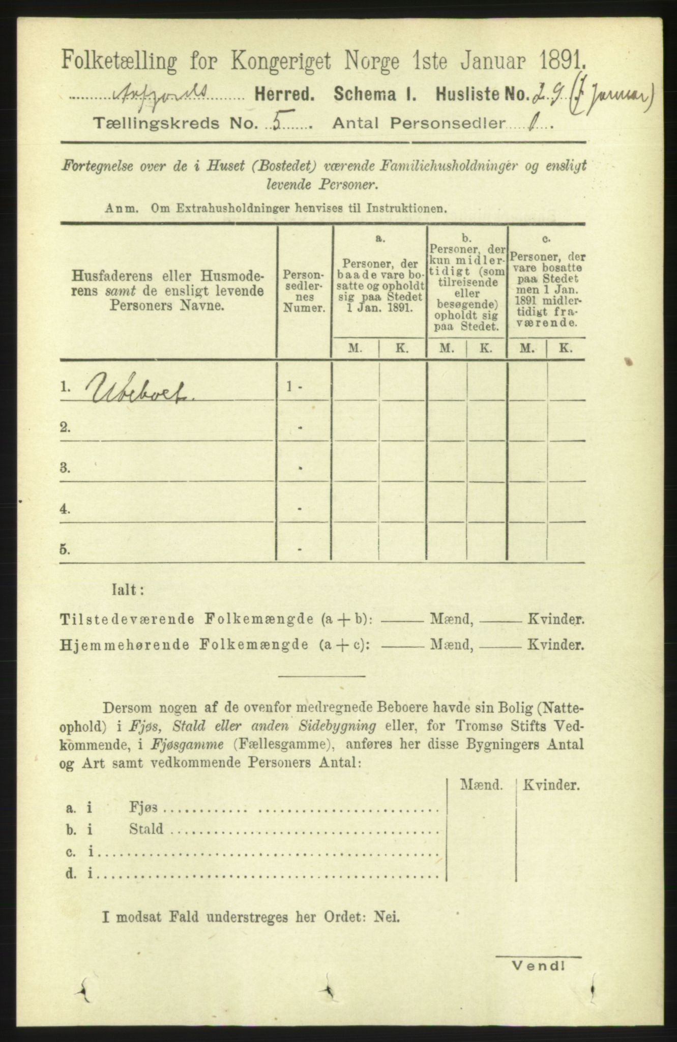 RA, 1891 census for 1630 Åfjord, 1891, p. 1181