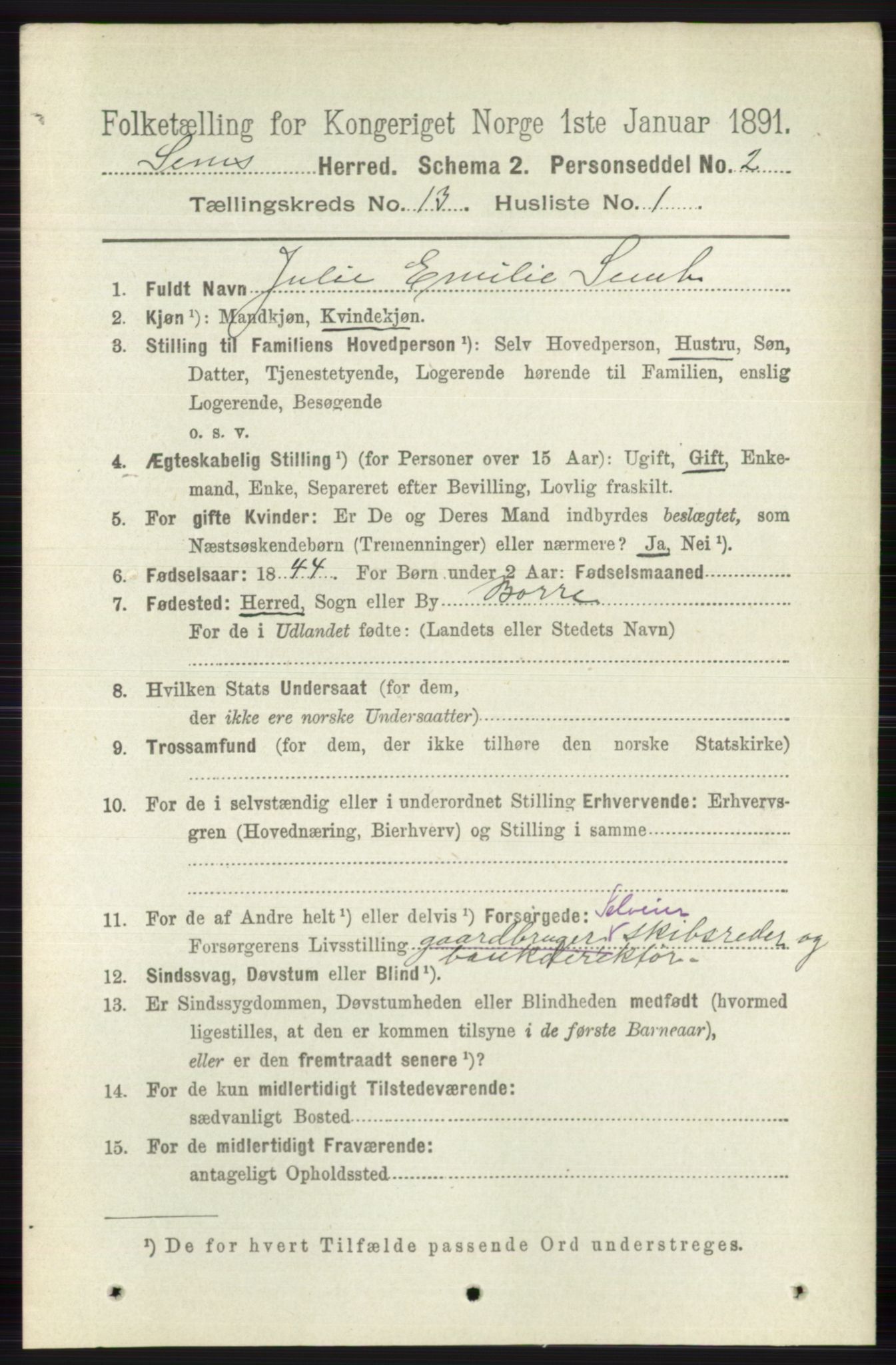 RA, 1891 census for 0721 Sem, 1891, p. 6400