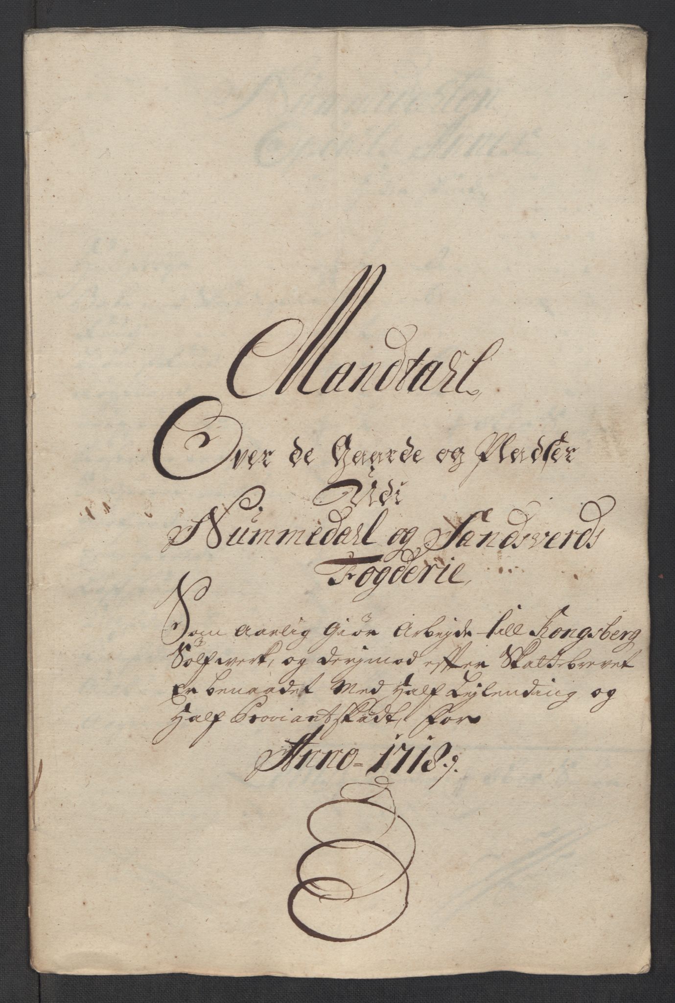 Rentekammeret inntil 1814, Reviderte regnskaper, Fogderegnskap, RA/EA-4092/R24/L1594: Fogderegnskap Numedal og Sandsvær, 1718, p. 308