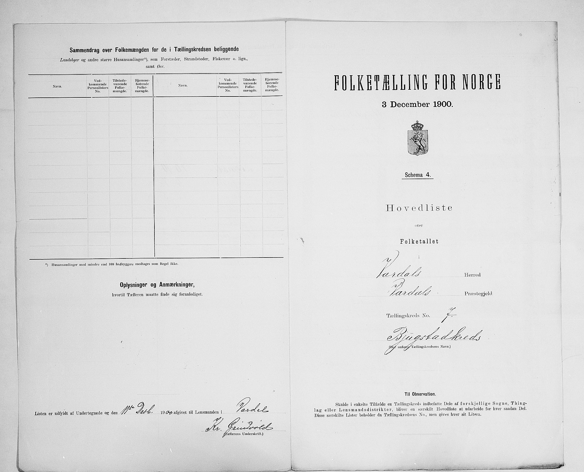 SAH, 1900 census for Vardal, 1900, p. 30