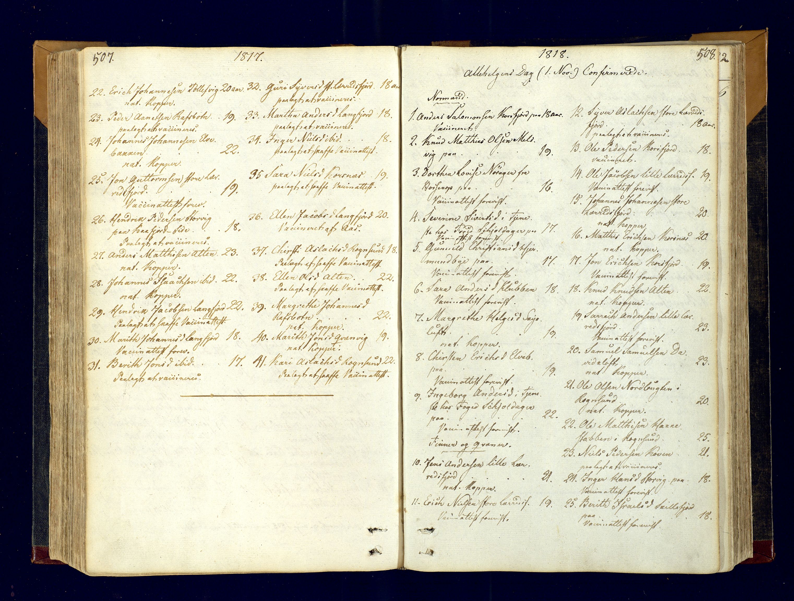 Talvik sokneprestkontor, SATØ/S-1337/H/Ha/L0007kirke: Parish register (official) no. 7, 1813-1821, p. 507-508