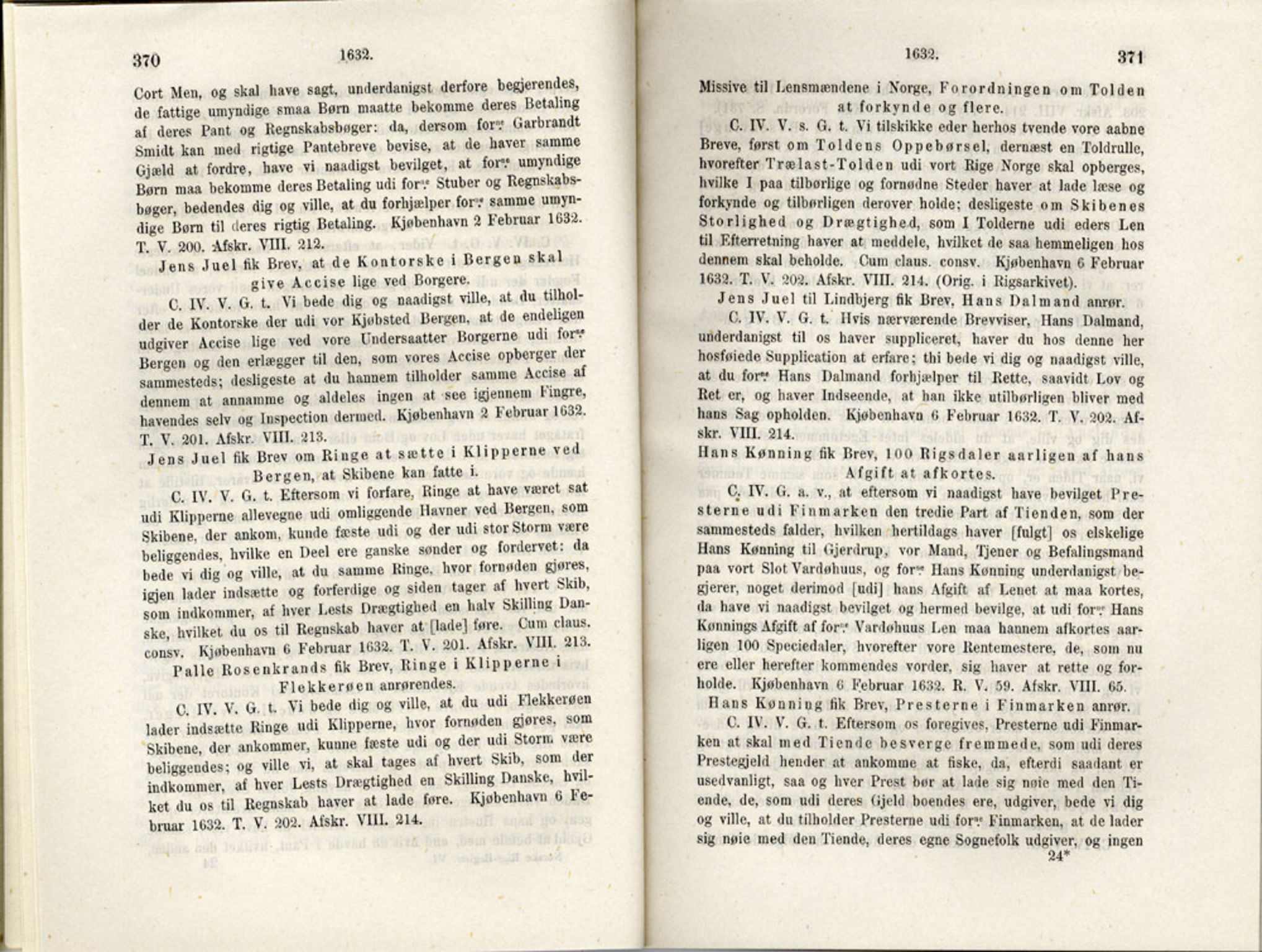 Publikasjoner utgitt av Det Norske Historiske Kildeskriftfond, PUBL/-/-/-: Norske Rigs-Registranter, bind 6, 1628-1634, p. 370-371