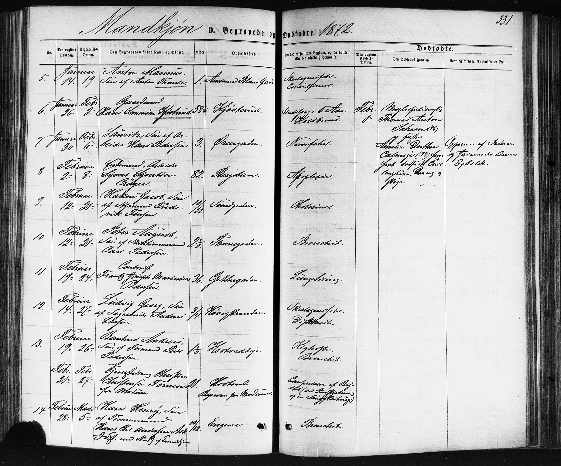 Bragernes kirkebøker, SAKO/A-6/F/Fb/L0004: Parish register (official) no. II 4, 1869-1875, p. 331